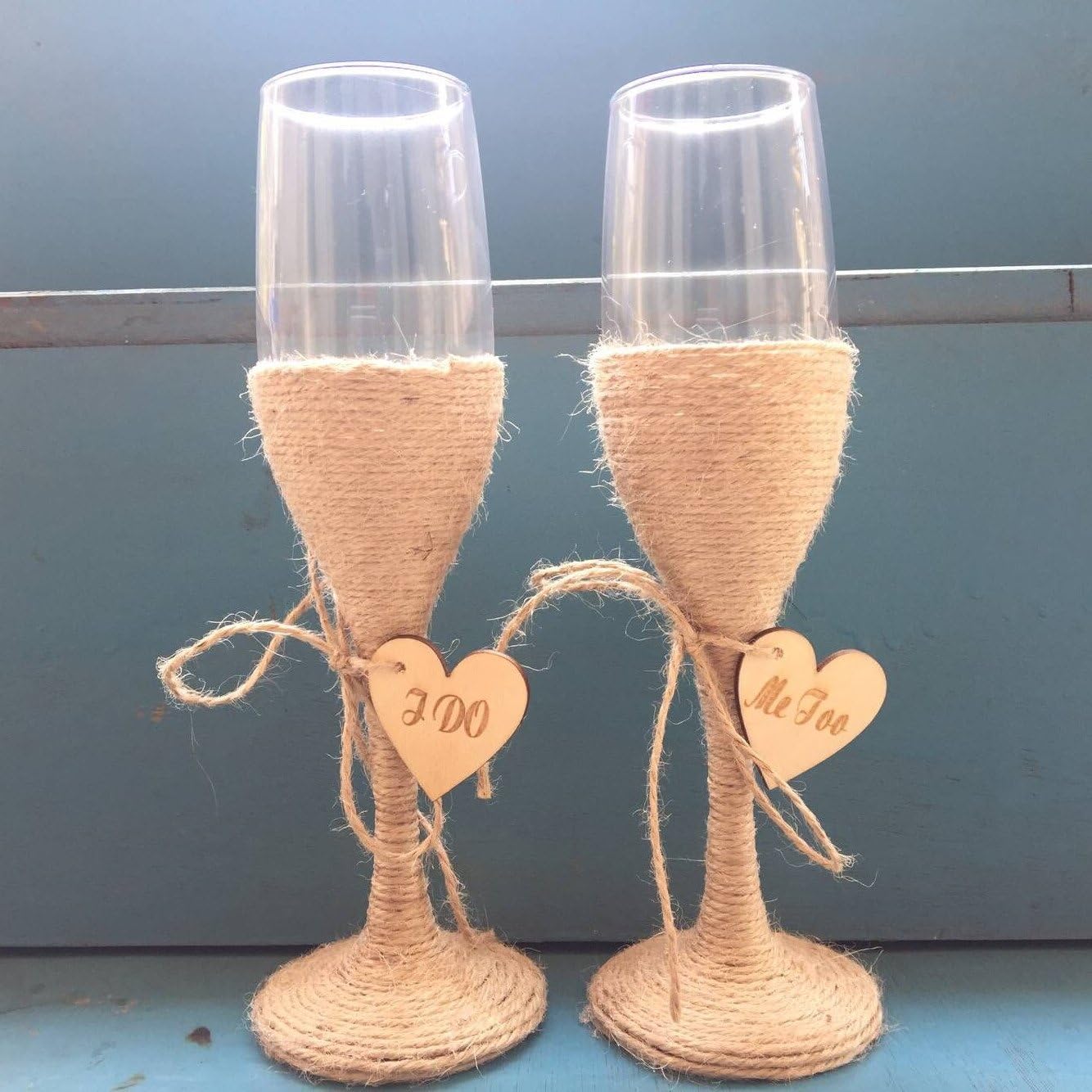 1 Set I DO ME TOO Wedding Flutes Glasses, Wedding Champagne Toasting Flutes, Rustic Wedding Flutes Rustic Wedding Gift