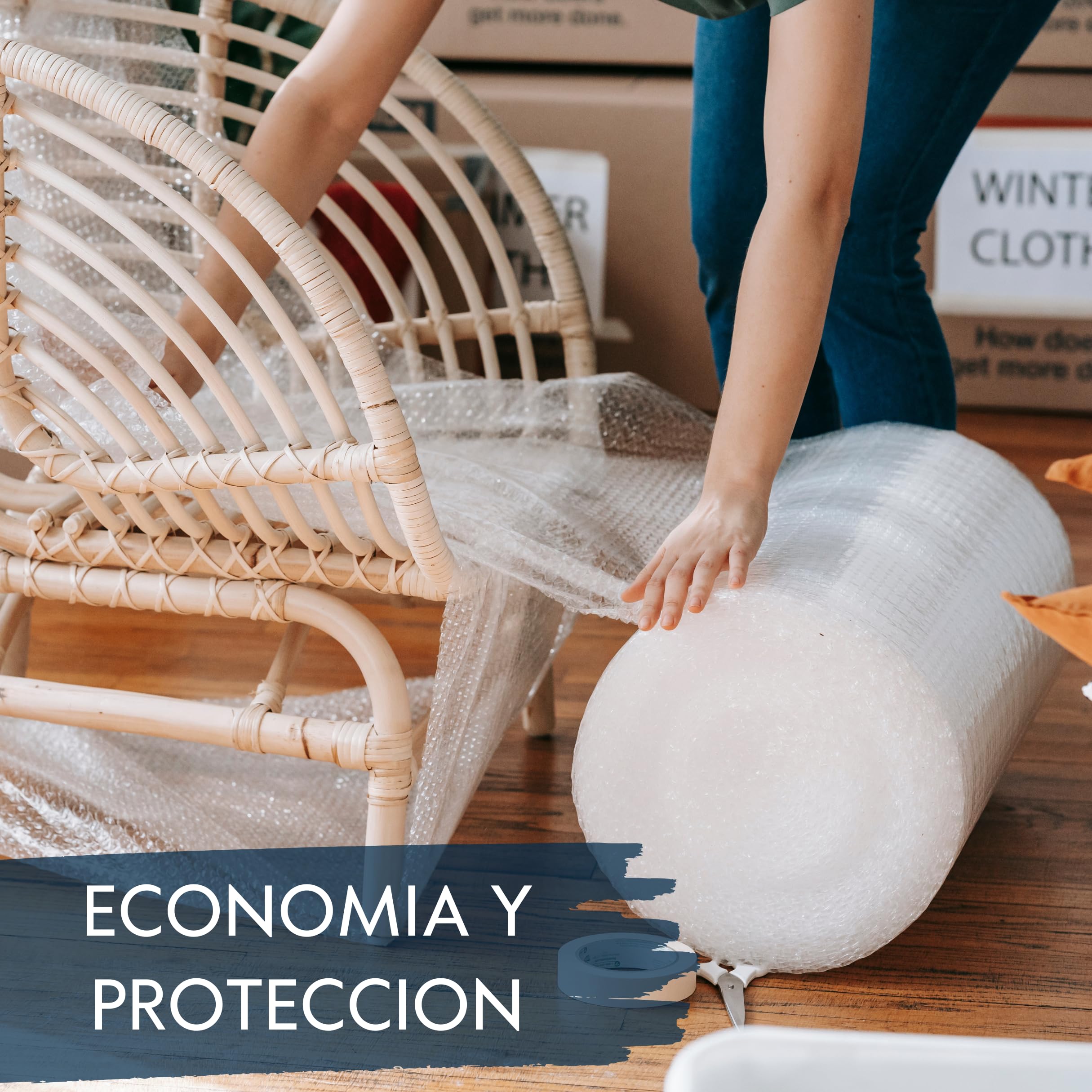 SANJOMA Bobina de Papel Burbuja para Embalaje | Plástico de Burbujas Protector para Envíos, Mudanzas y Almacenaje | Rollo de Burbuja Antigolpes y Antirrayas, Fácil de Usar (100 cm x 100 m)