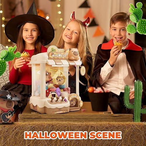 Miniatura 7 de Mini máquina de garras para niños, bonita máquina expendedora Capybara para niñas de 5 a 6 años, dispensador de caramelos con juguete de peluche y