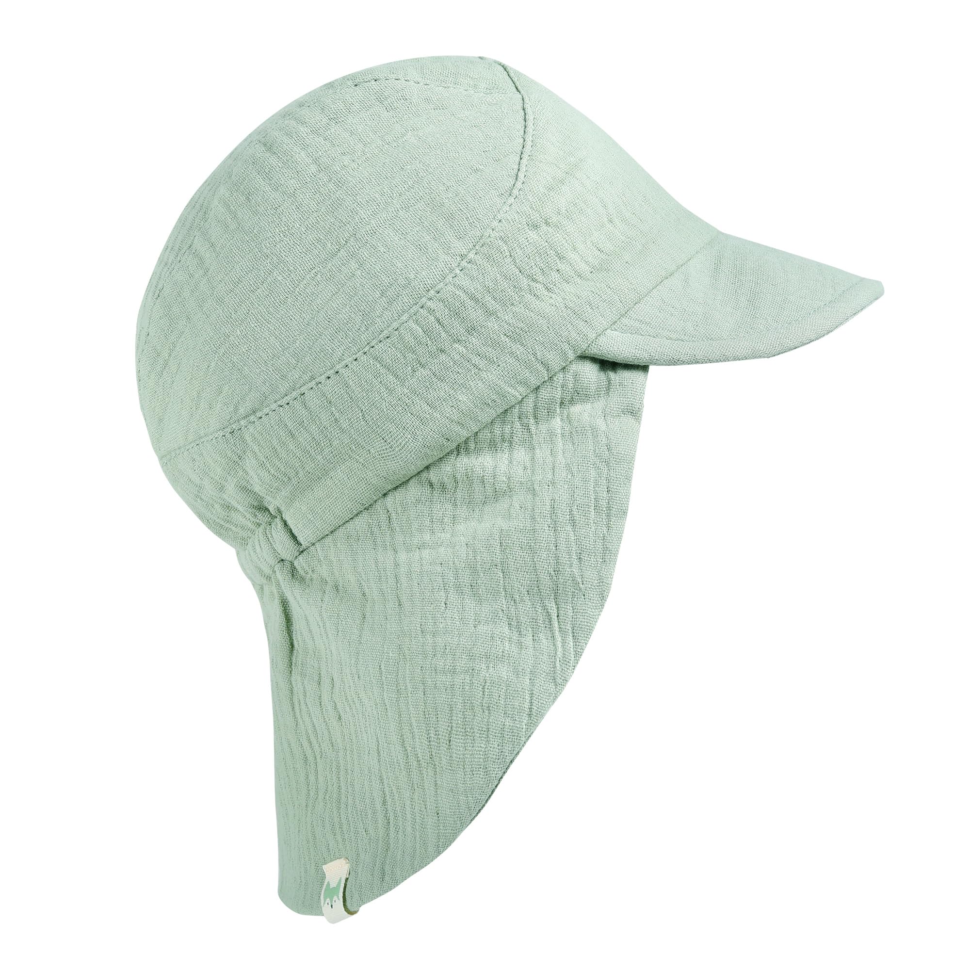 Musselin Schirmütze Sonnenhut mit Nacken- und Ohrenschutz UV-Schutz (UPF 50+) für Babys und Kinder - Unisex - 3