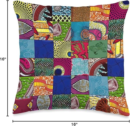 Miniatura 6 de Nativ Hand Ankara Kitenge - Almohada de retazos con estampado de cera africana, 18 x 18, multicolor