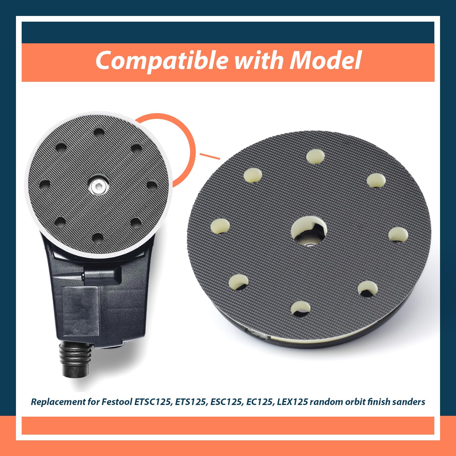 492286 D125 - Almohadilla de lijado suave de 8 agujeros de repuesto para lijadora Festool ETSC/EC125 para pieza Jetstream 492284, con tornillo