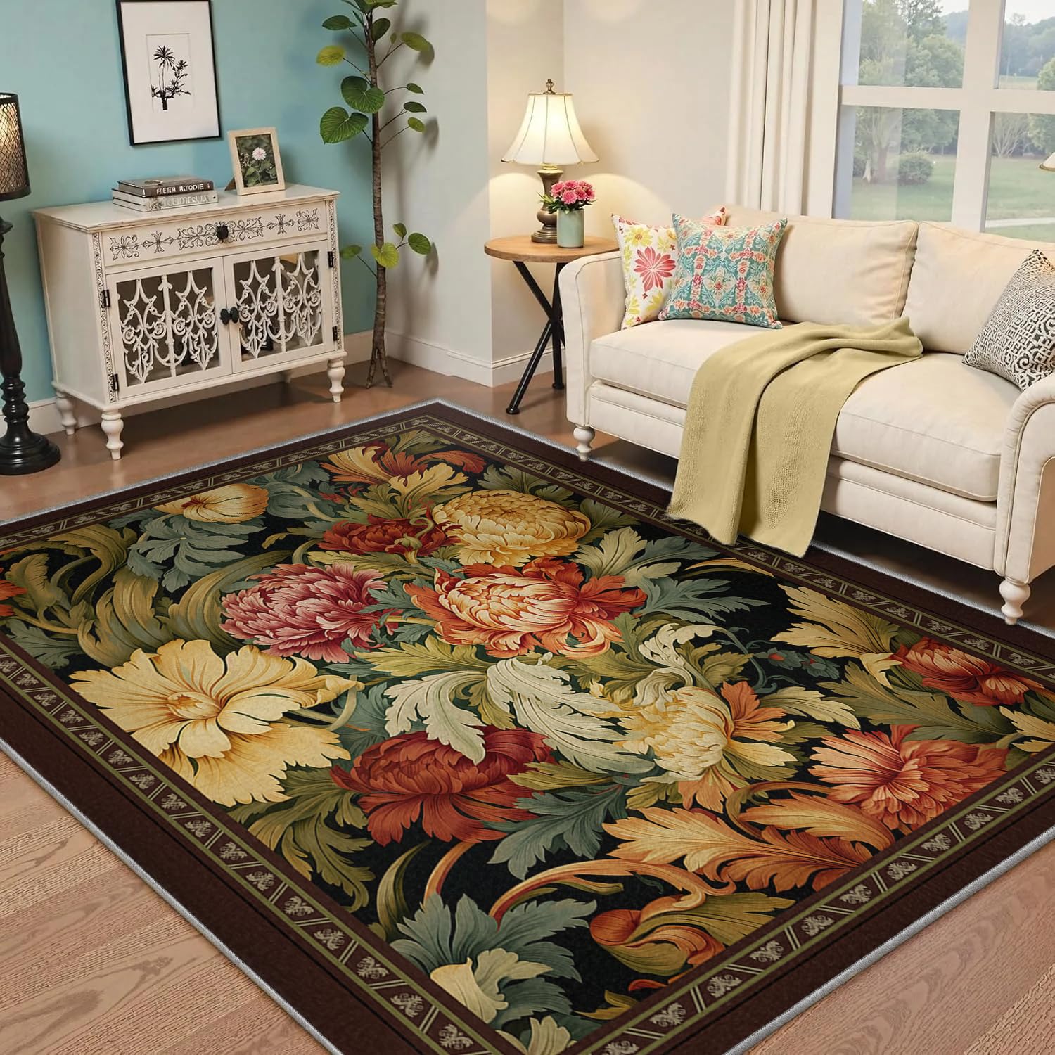 Tapis lavable et antidérapant style oriental vintage 90x180cm ultra doux