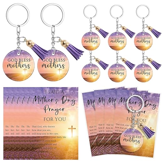 God Bless Mothers Keychain and Prayer Card Set