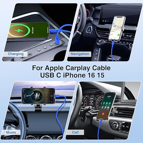 Vista 47 de Carplay - Cable de carga USB C para iPhone 16 15 Pro Max, paquete de 4 [3/3/6/6 pies] 60 W USB C a USB C cable y USB A a USBC cable de carga rápida