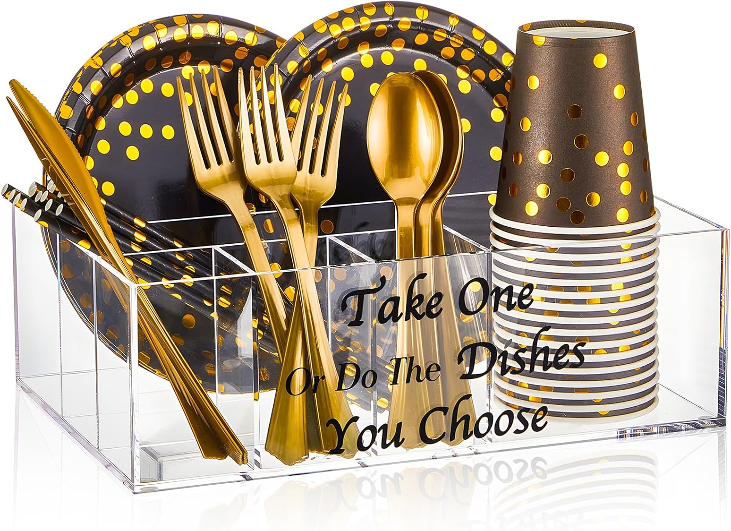 Hushee Acrylic Paper Plate Organizer Silverware Caddy for