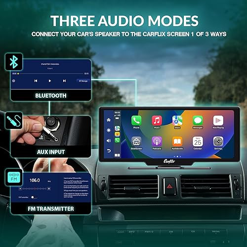 Miniatura 3 de Pantalla inalámbrica portátil CarPlay para automóvil, pantalla de reproducción de coche de 10.26 pulgadas y estéreo compatible con Android Auto y