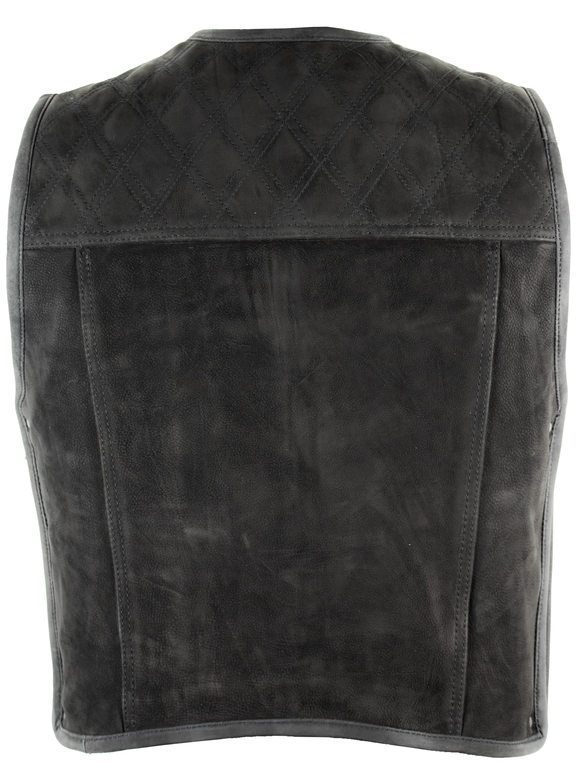 Gilet in pelle con motivo trapuntato, effetto diamante