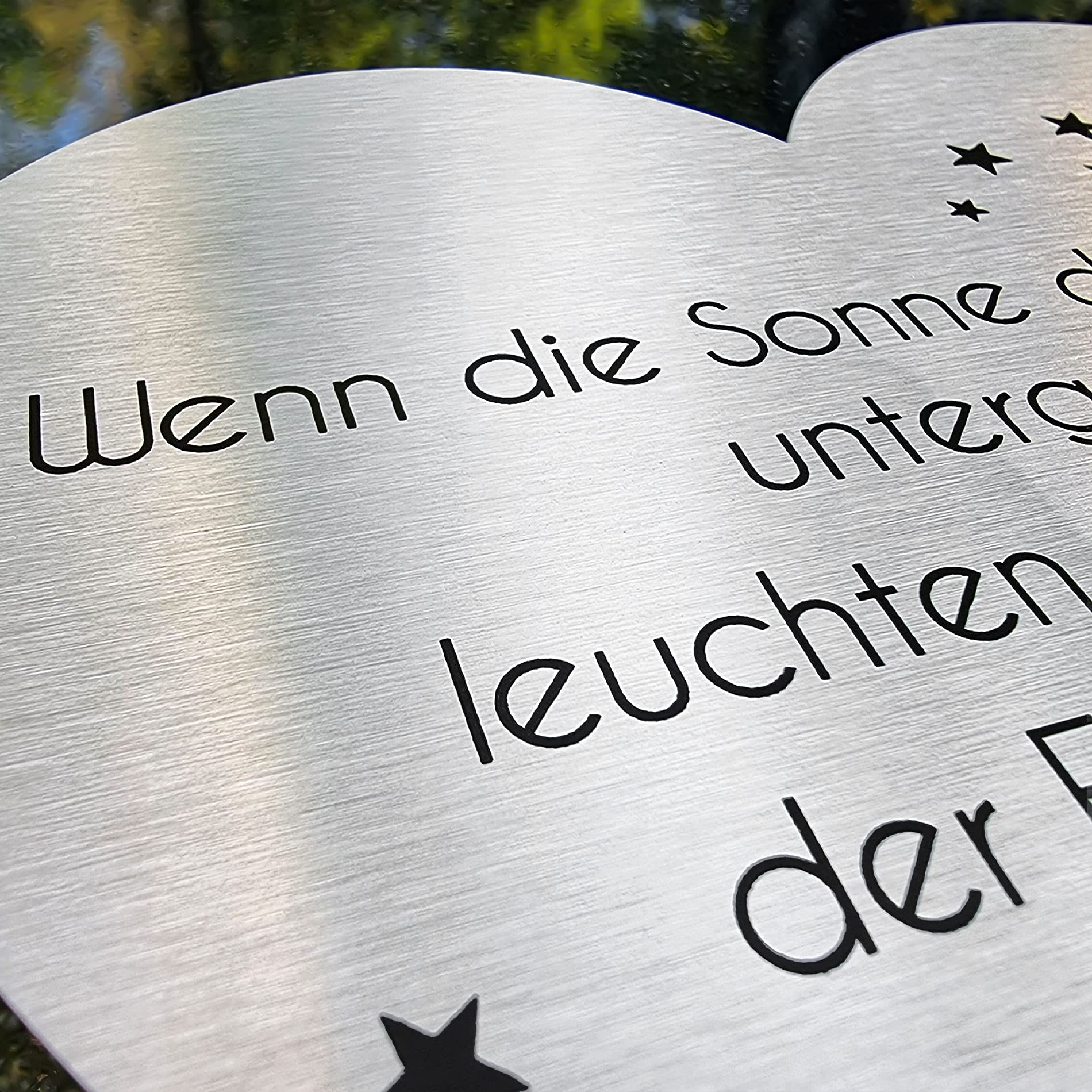 Grabstecker Herz mit Pfote aus Edelstahl mit Trauer Spruch oder Namen | Grabschmuck Hund o. Katze - persönliche Grab Deko für Tiere | wetterfest & personalisierbar für EIN Tiergrab o. Garten