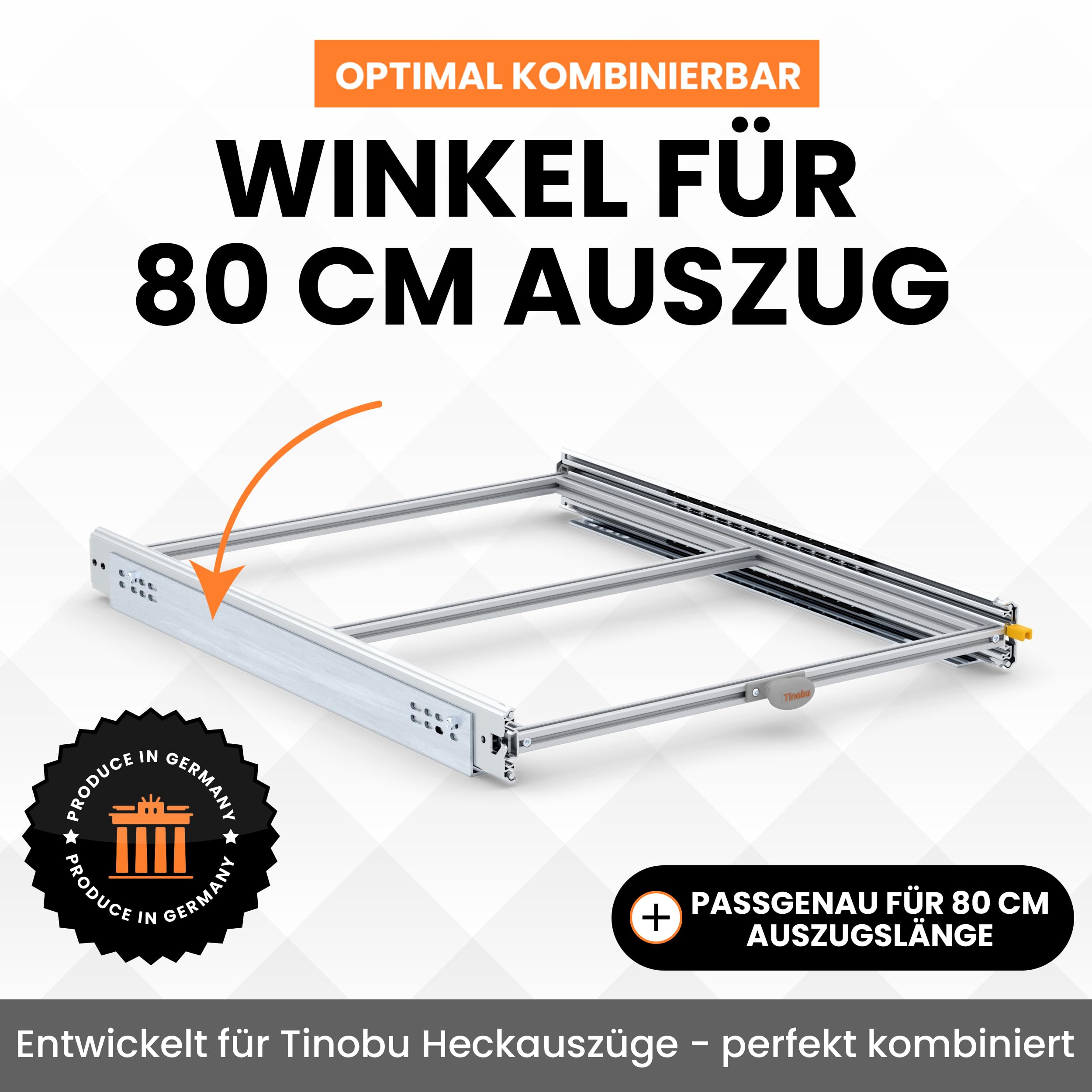 Bodenmontage für Schwerlastauszug 76mm - Montagewinkel für Auszug - Winkelset (Winkel für: 80cm Auszug)