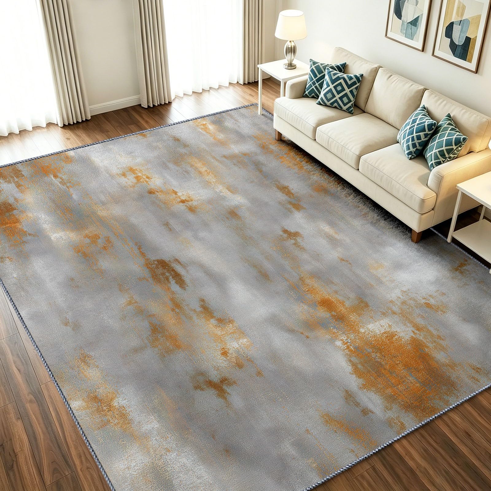 Tapis pour intérieur de chambre ou bureau rétro abstrait lavable