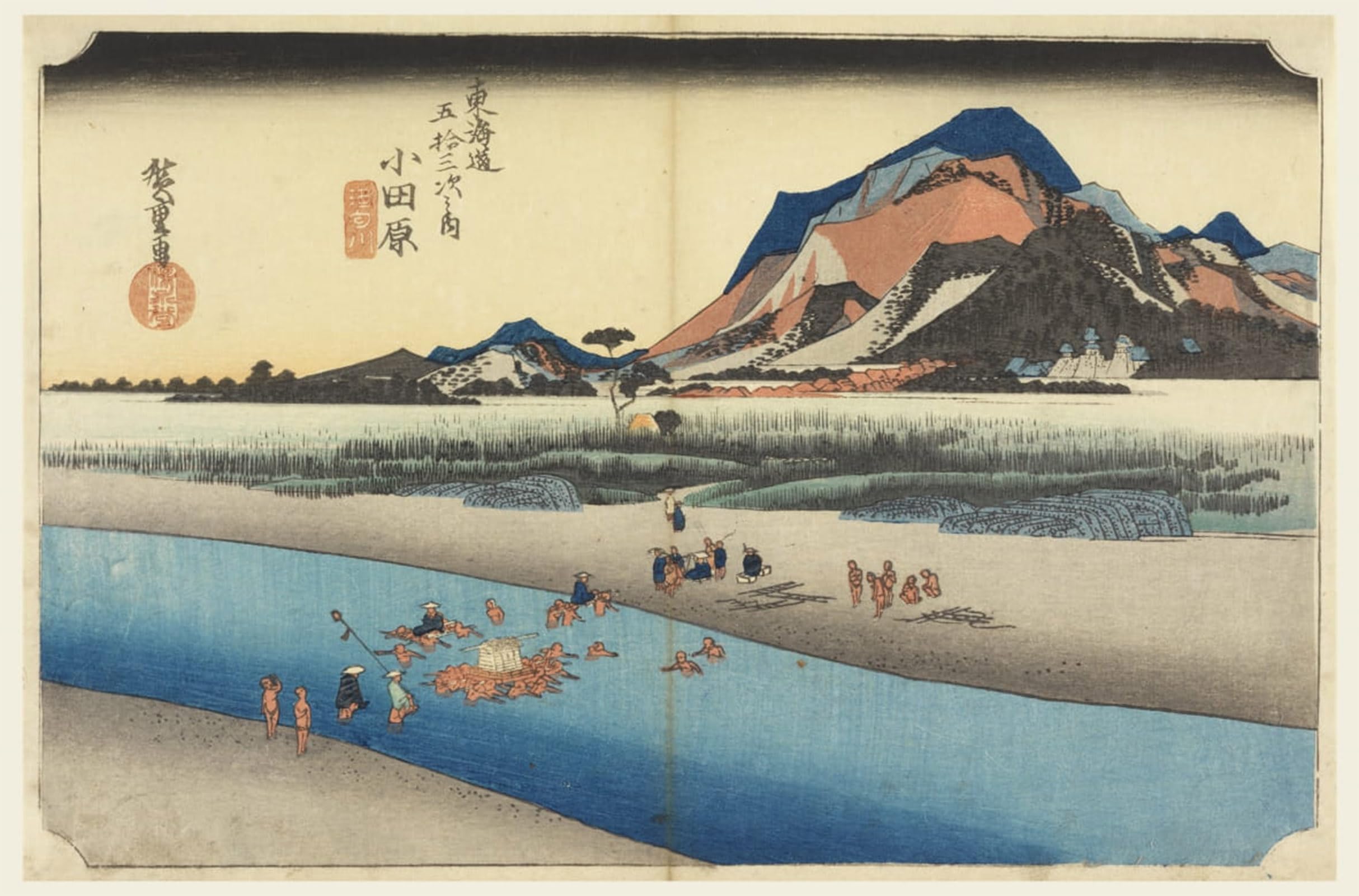 ARTXLXXBN Famous Art Print Poster Vintage Wall Art the Sakawa River in the Fifty-three Stations of the Tokaido Road by Ando Hiroshige Canvas Art Poster for Home Decor 60x90cm