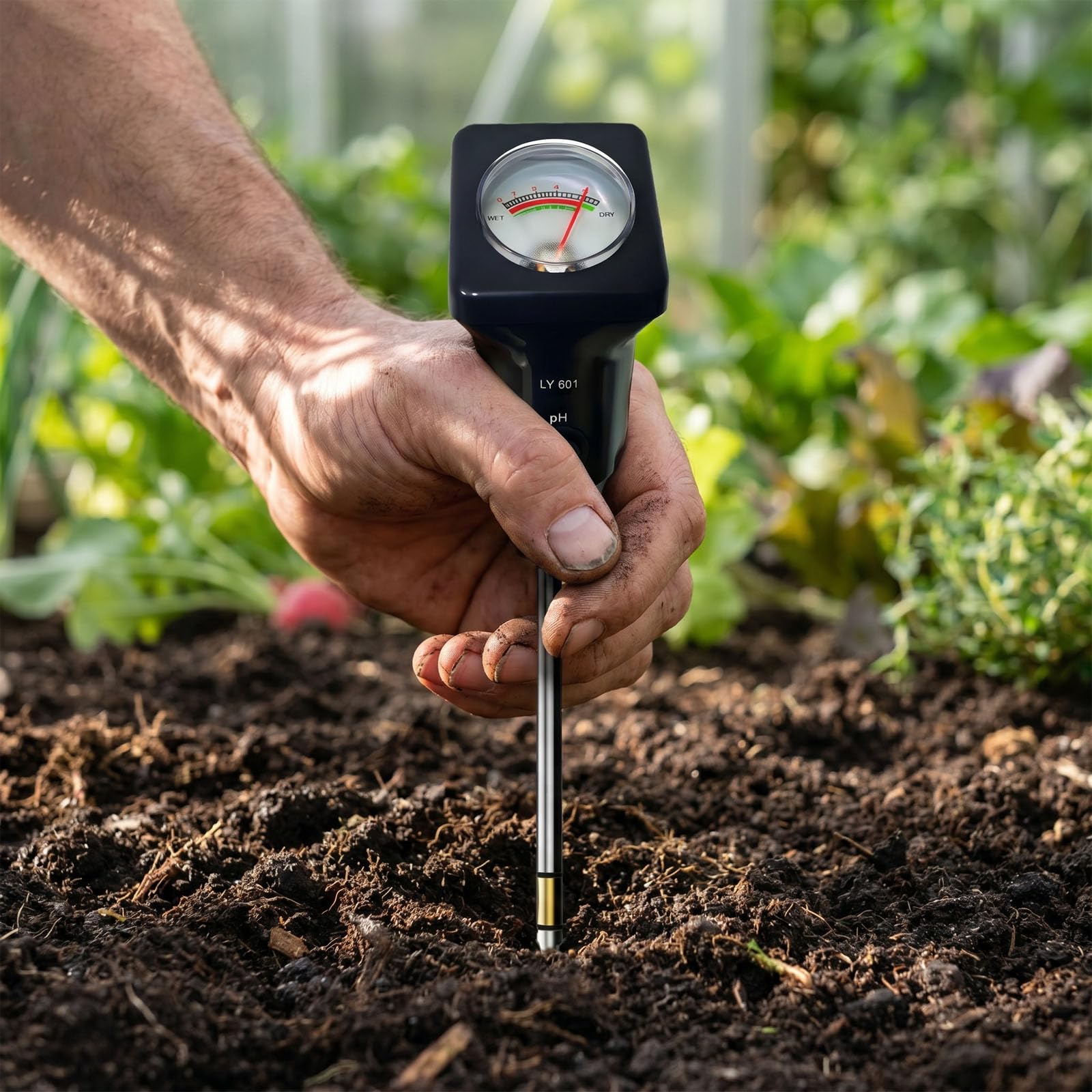Medidor de pH del suelo 2 en 1, medidor de pH y humedad, electrodo de 255 mm de largo, para plantas, jardín, césped, granja, casa verde