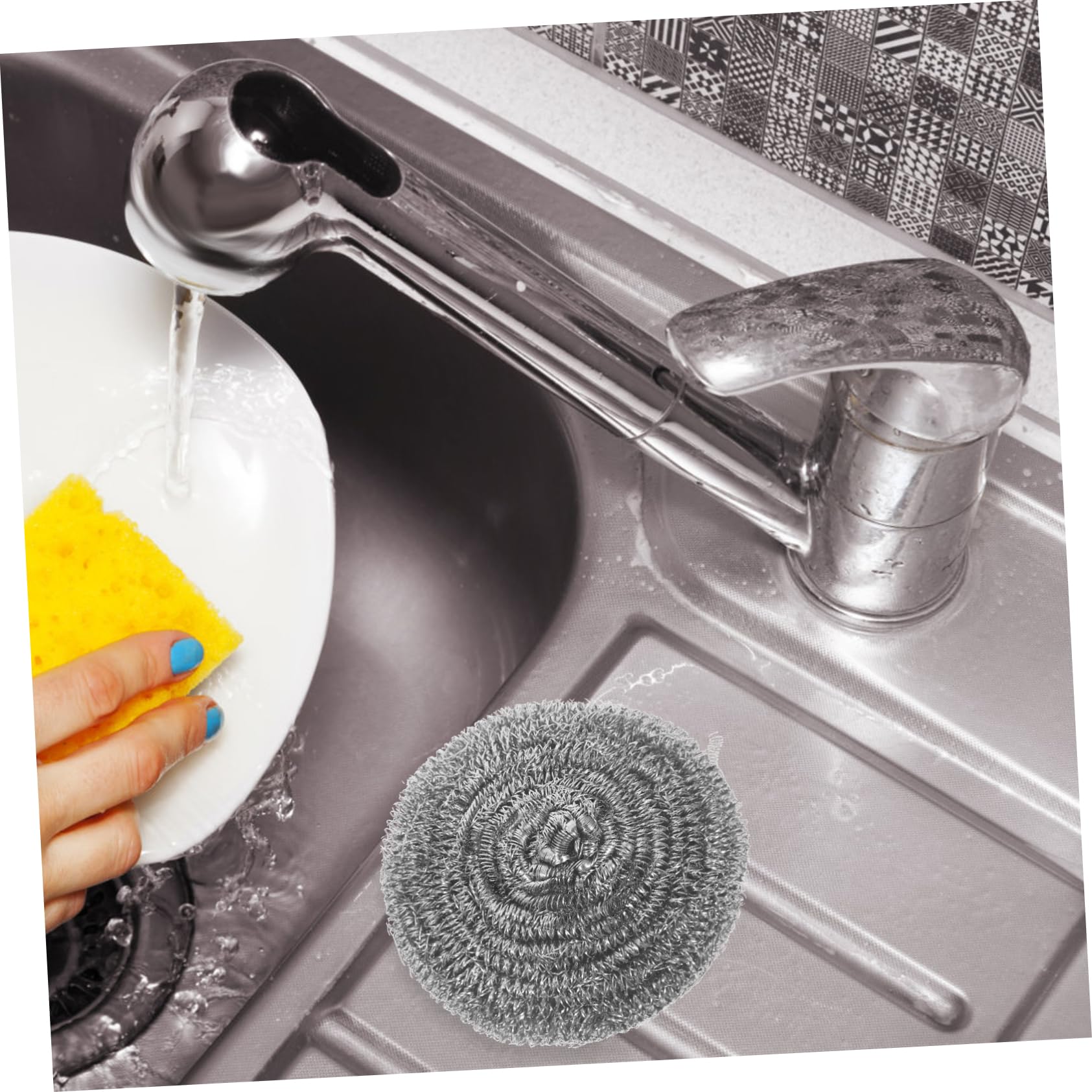 Estropajo de Acero Inoxidable para Limpieza de Cocina, 20 Piezas | Plata, 9cm de Diámetro, para Ollas y Rejillas, Ligero, Acabado Metálico