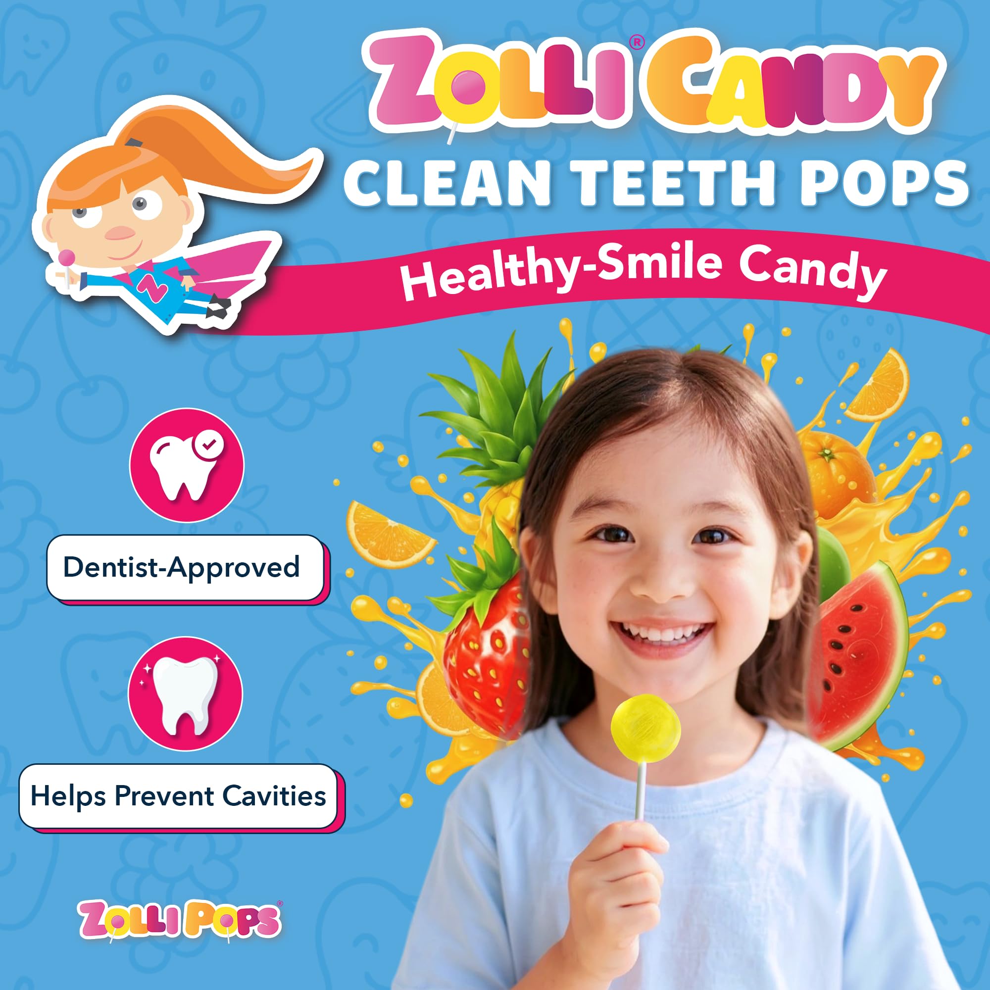 Zollipops Clean Teeth Pops, Sugar-Free, Tropical Fruit Flavors