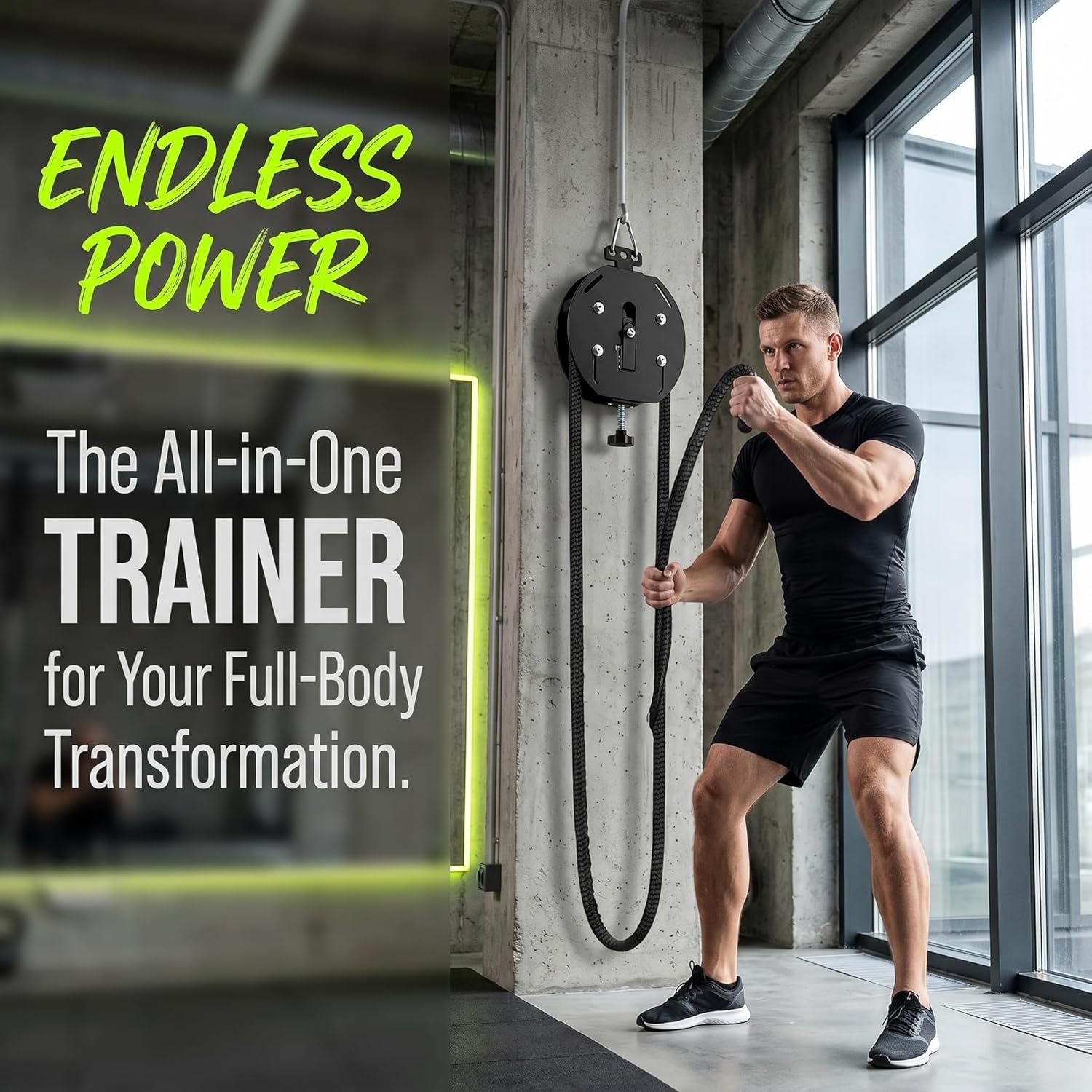 Endless Rope Trainer | Adjustable Resistance Pulley System | Home Gym Equipment for Interval Training | Durable Closed-Loop Nylon Rope | Versatile Suspension Exercise Machine