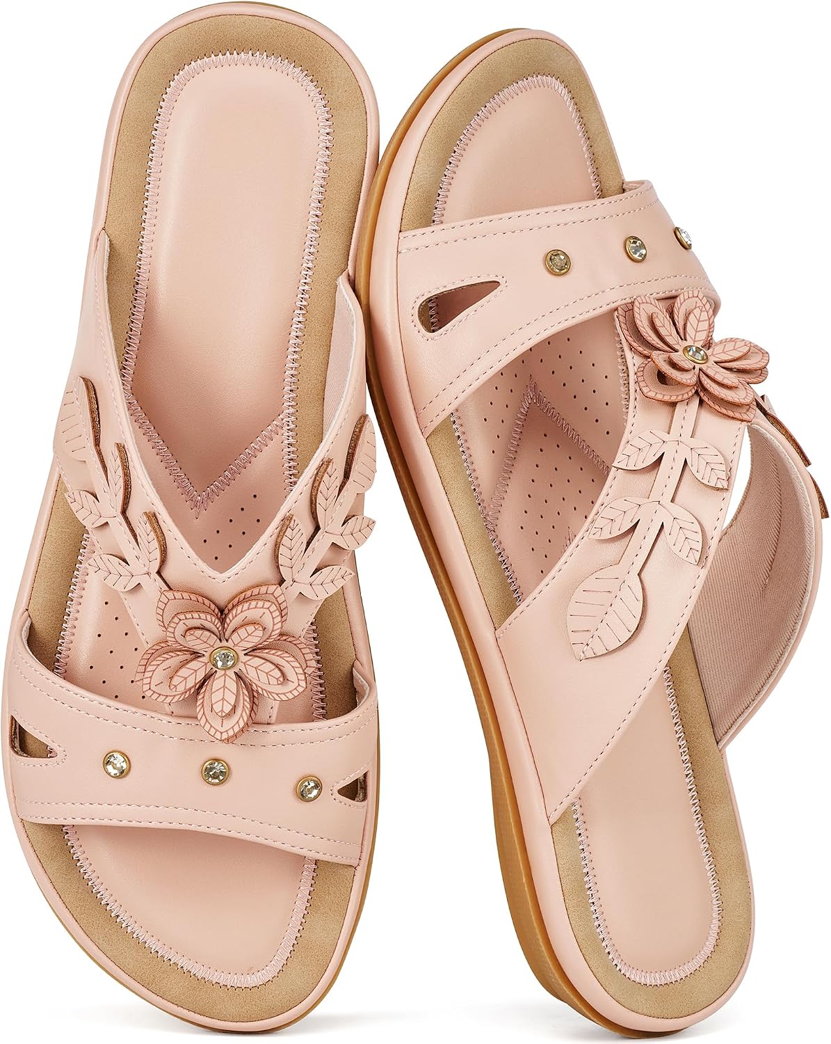 Alicegana Womens Slides Sandals Summer: Comfortable Lightweight Walking Dressy Flats for 2026 - Ladies Casual Non Slip Sandals Indoor Outdoor
