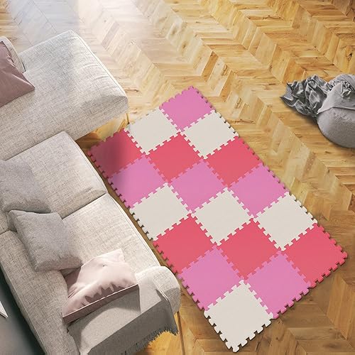 Miniatura 52 de qqpp Alfombrillas de goma EVA con 18 azulejos entrelazados de espuma para rompecabezas - Alfombra de juego para bebé para jugar Alfombrilla