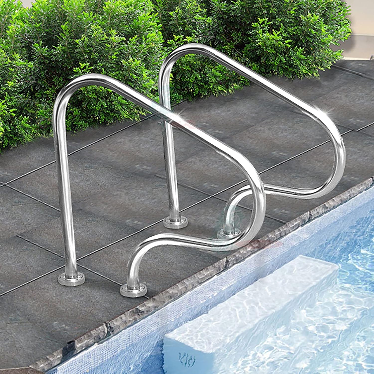 Pool Hand Rail w/Blue Grip Cover, Easy Mount 304 Stainless Steel Hand Grab Rail Load Capaci 440 LBS (Thick 1mm)