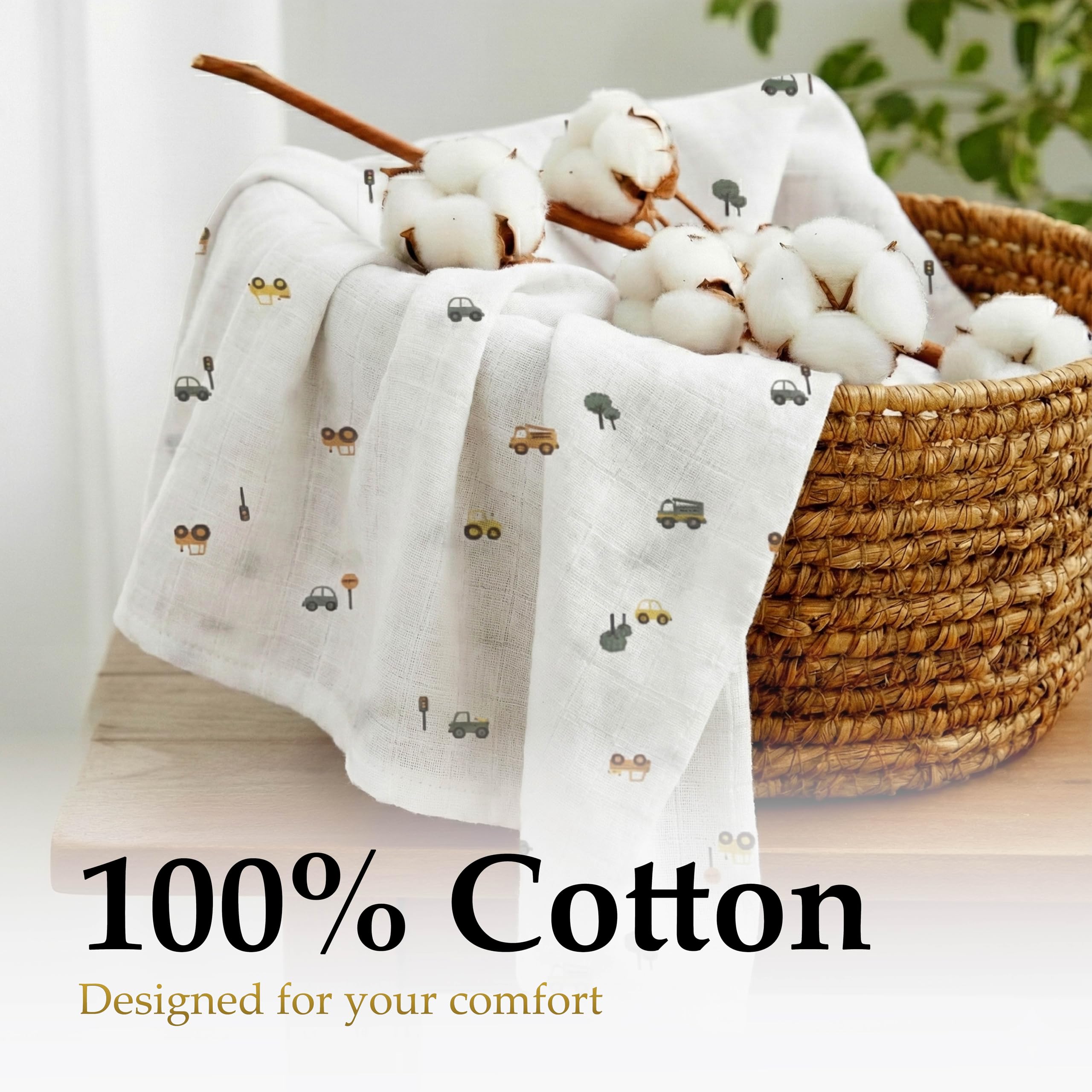 Luxe Dreams Muslin Cloths for Baby Pack of 2 Swaddles Blanket Soft & Breathable 100% Cotton Muslin Squares (115x 115 cm) Burp Cloth for Newborn Baby Boys & Girls - Image 4