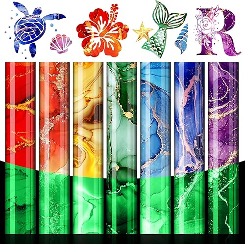 Heflashor Vinilo adhesivo permanente que brilla en la oscuridad, surtido de vinilo con patrón de mármol oscuro, 12 x 10 pulgadas, desvanecimiento