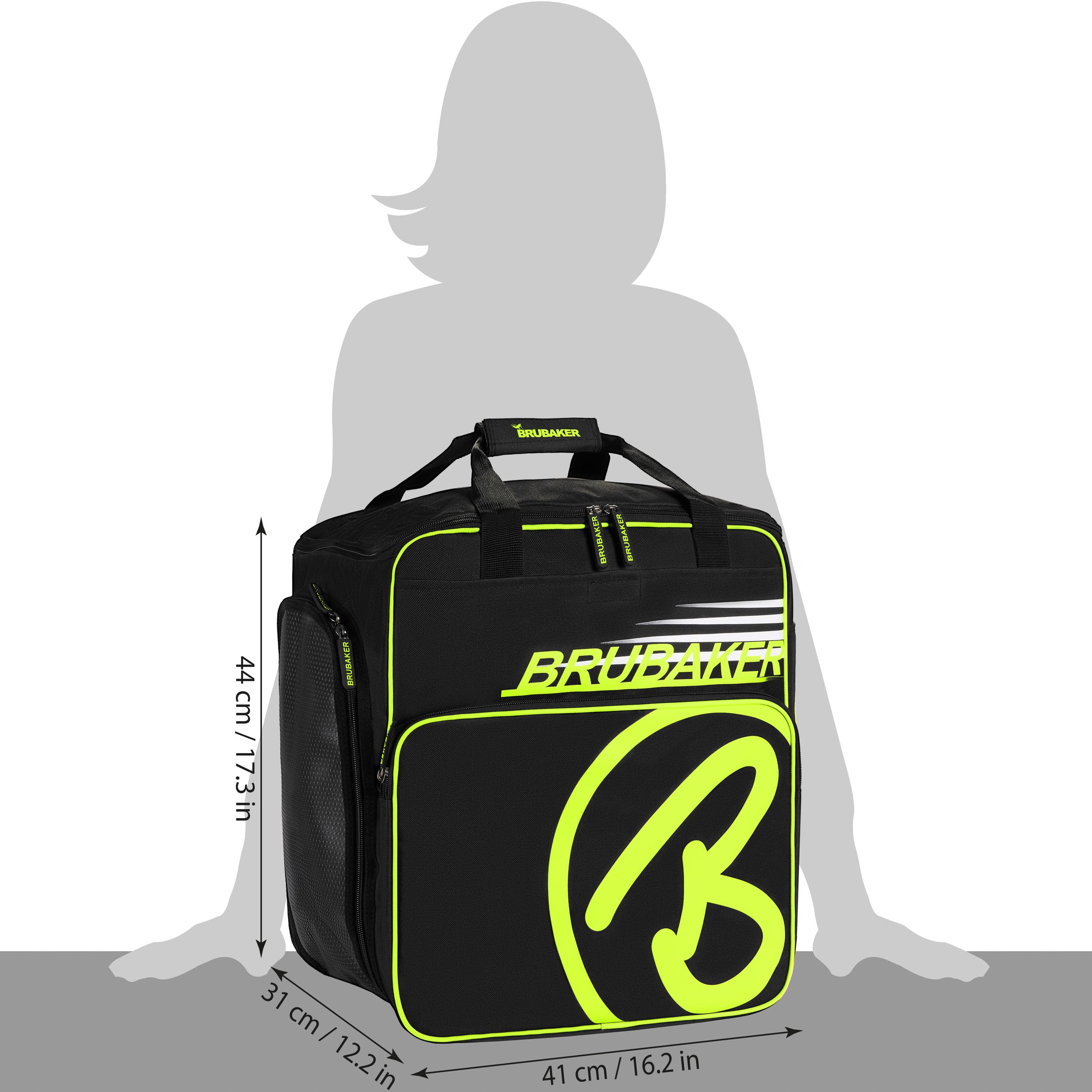 BRUBAKER Sac à Chaussures de Ski Sac Casque Sac à Dos Ski Noir Jaune Fluo