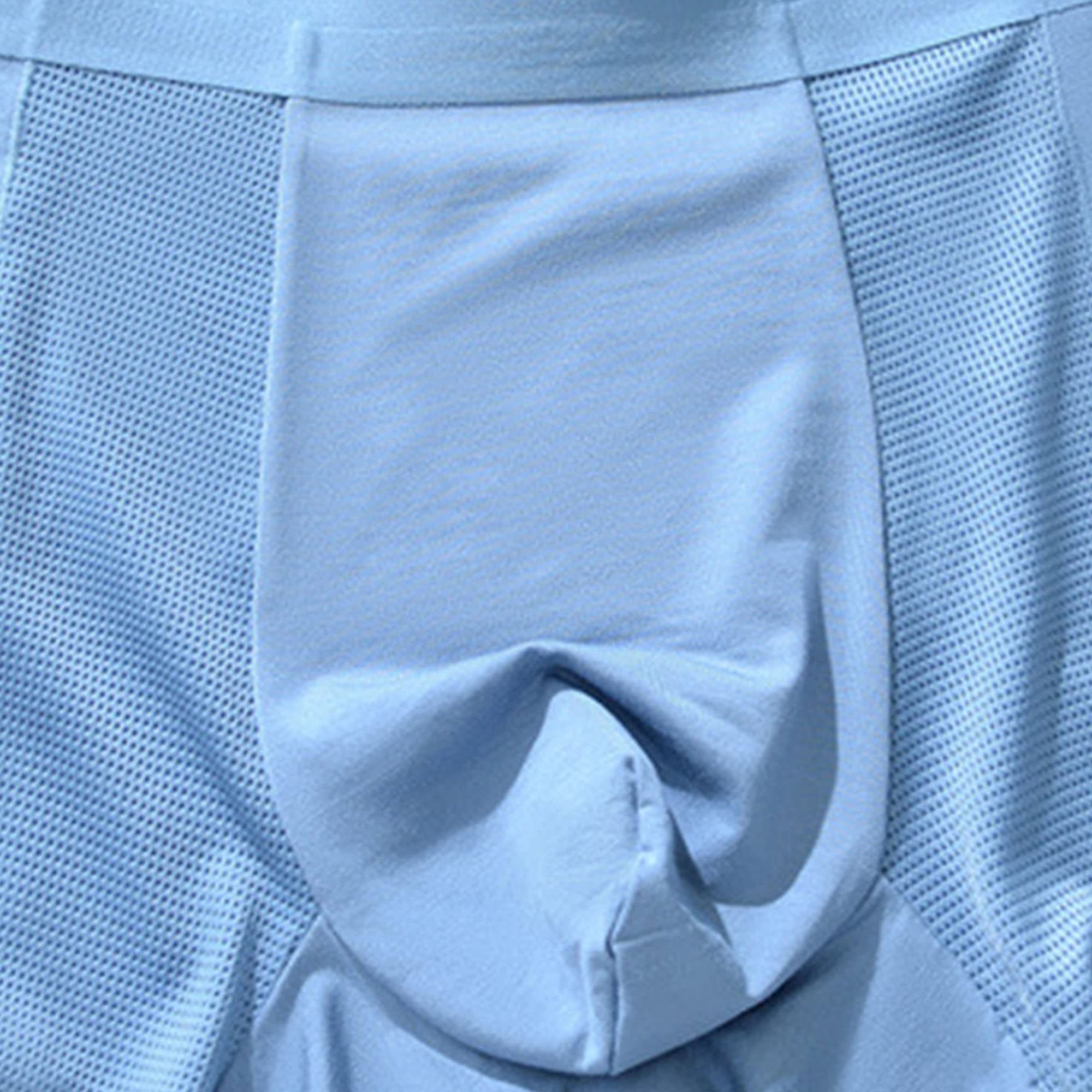 JEKE-DG Men's Mesh Ice Silk Underwear Comfortable Modal Boxer Briefs Soft Breathable Pouch Boxer Trunks Underpants (3X-Large,Blue-1pc)