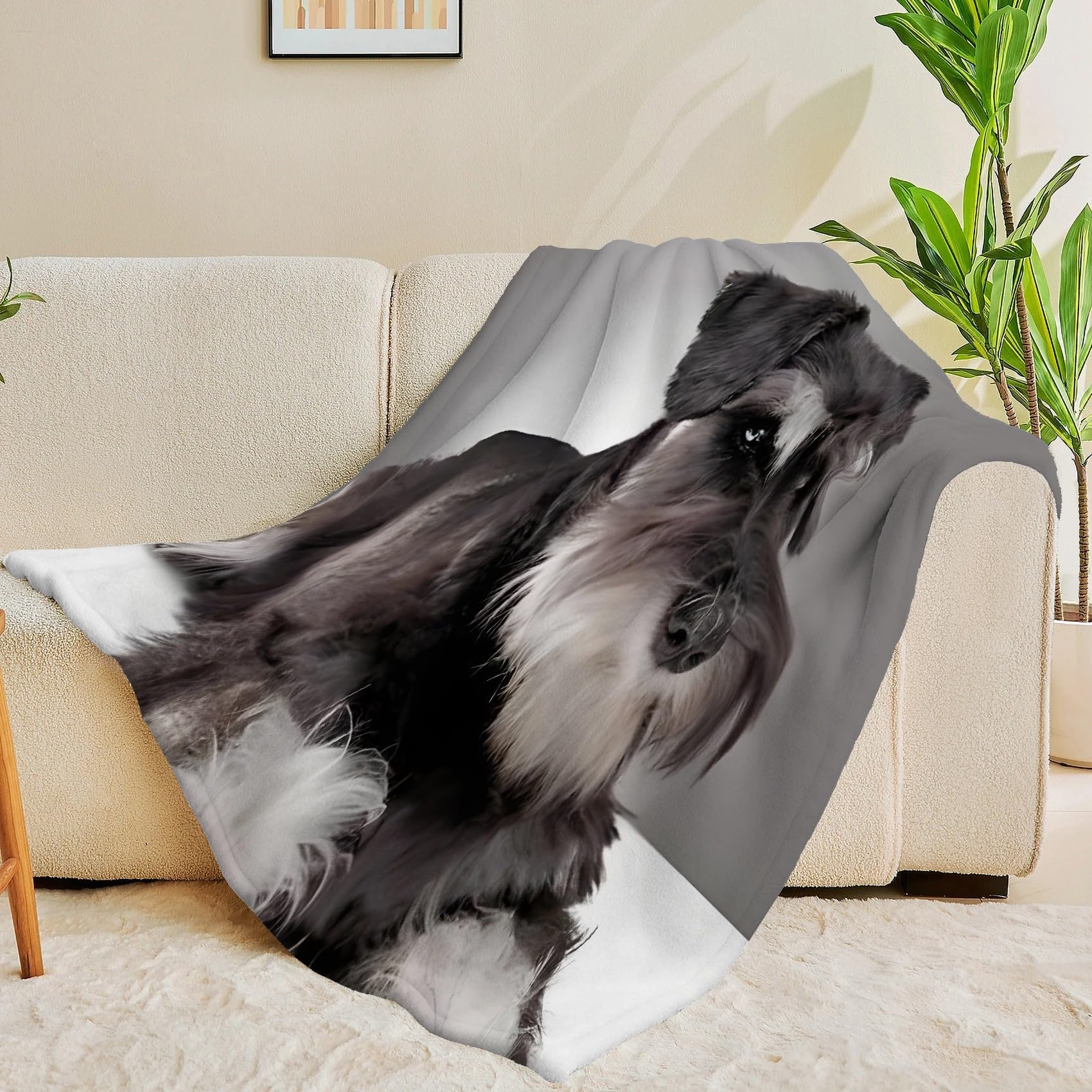 Genérico Spersonalizowany koc flanelowy duży czarny pies, miękki i przytulny, koc termiczny dla zwierząt 220 x 240 cm, idealny na sofy i łóżka, dla wszystkich grup wiekowych SF24