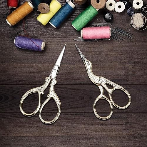 Miniatura 6 de AQUEENLY Tijeras de bordado tijeras afiladas de acero inoxidable para costura artesanal trabajo de arte roscado costura herramientas de bricolaje