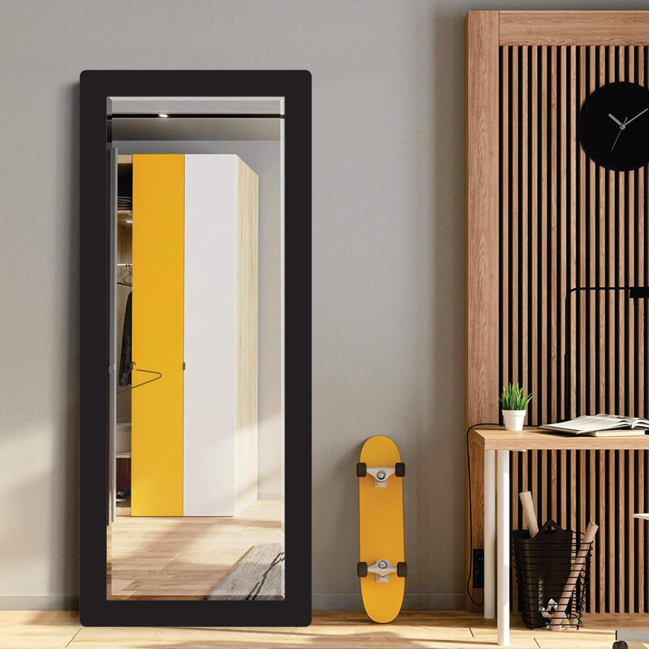 HD Wall Mirror - 15x39 Inch - Black Frame -8