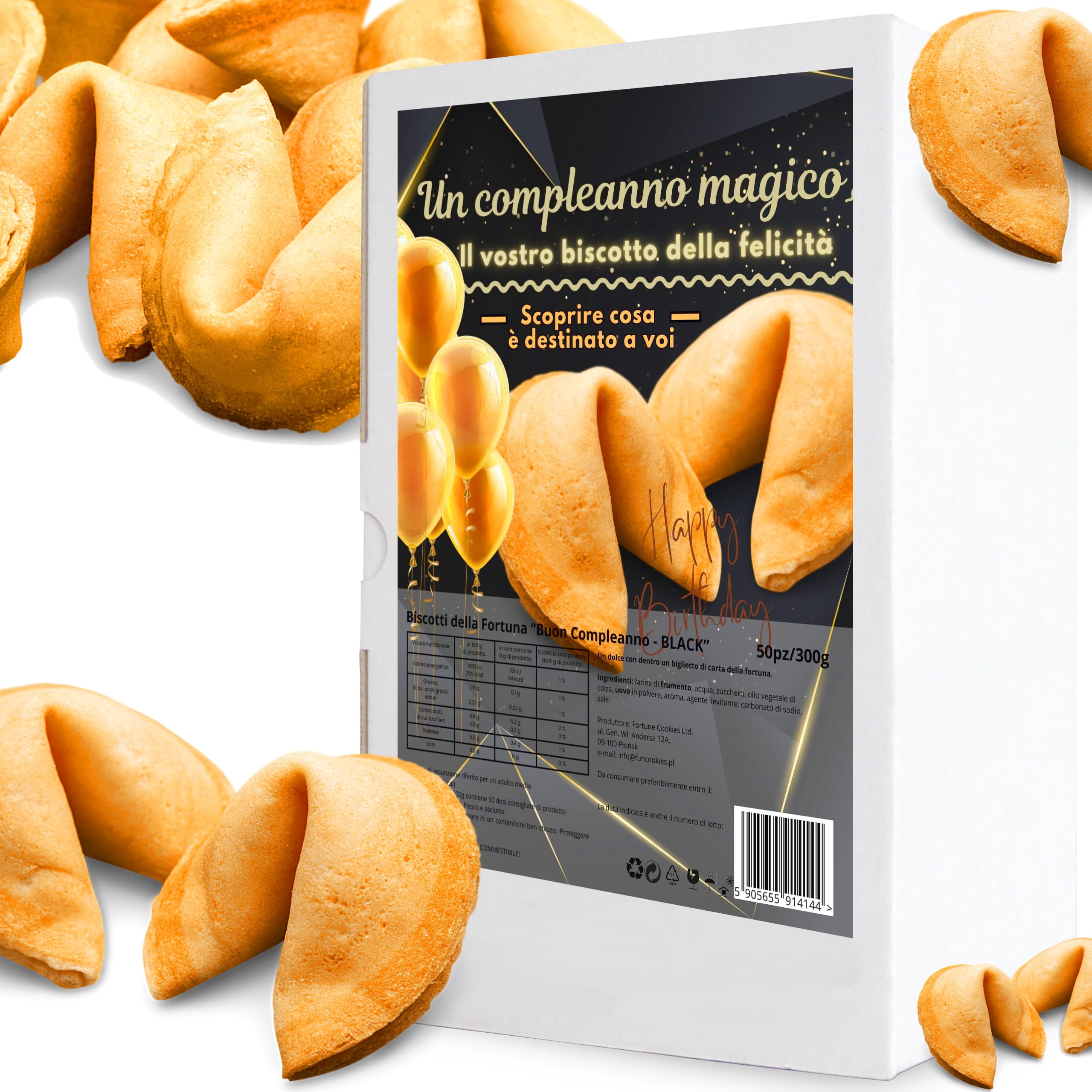D&D Fun Cookies Biscotti della Fortuna 50 pezzi | Compleanno Magico | Per una Festa | Biscotti della fortuna cinesi | Biscotti confezionati singolarmente | Biscotti regalo | Fortune Cookies