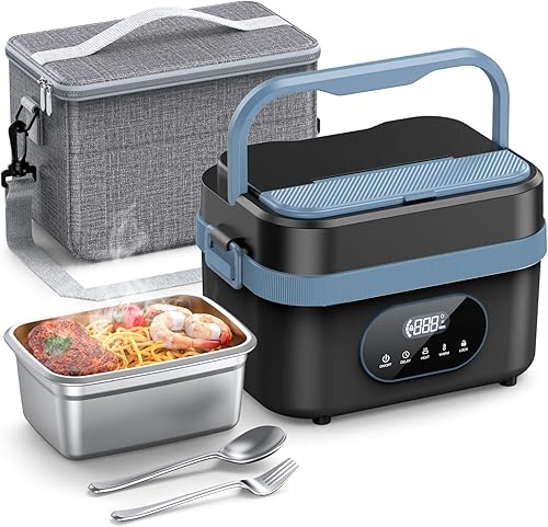 Fiambrera eléctrica inalámbrica para adultos, 18000 mAh, recargable, portátil, calentadora, calentador de alimentos, contenedor de 1.5 L (6 tazas)