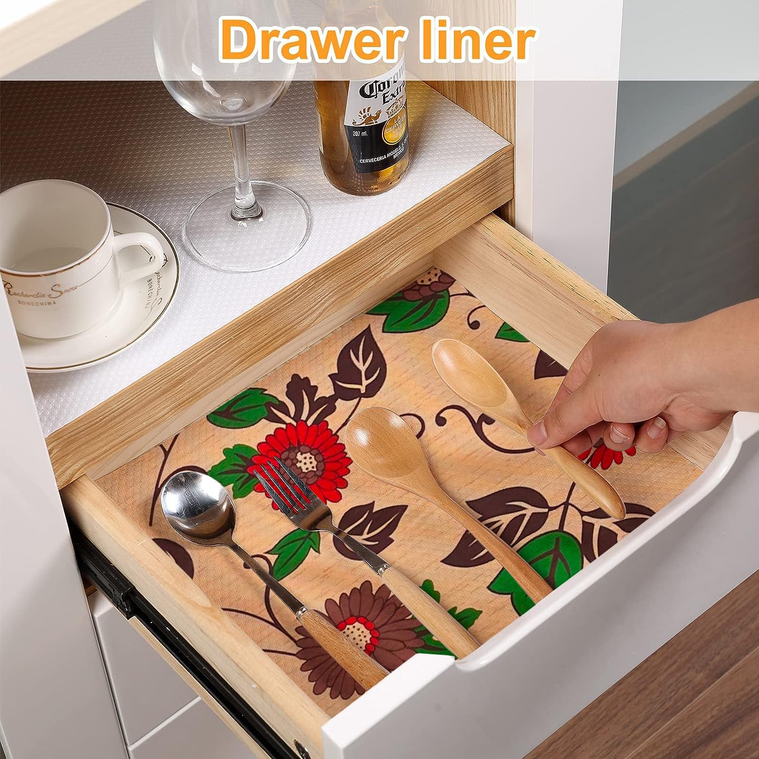 Vocal Store Kitchen Drawer/Cabinet Shelf Mat|PVC Material|Adjustable Size 10 Meter Roll, Brown - CDOJ-P33-10M 1