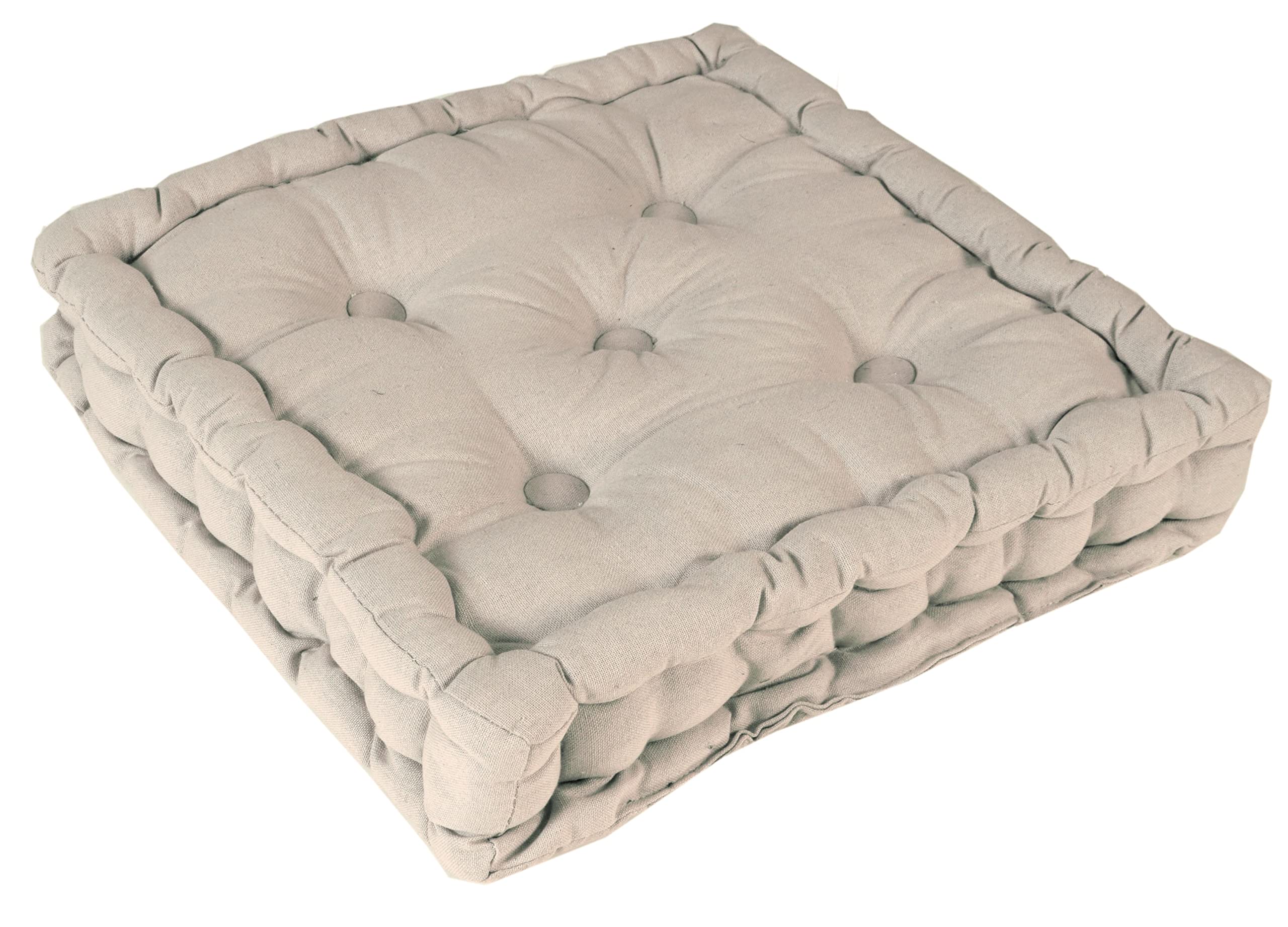 Atout Ciel Coussin de Sol 40x40cm avec Anse contrastée, Carré, Taupe (Lot de 4)