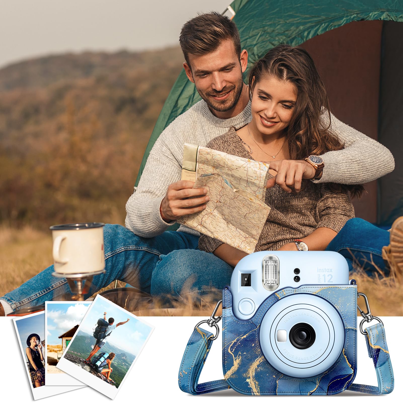 FINTIE Custodia Compatibile con Fujifilm Instax Mini 12 Fotografica Istantanea - Borsa Cover Protettiva in Similpelle con Tracolla Regolabile,