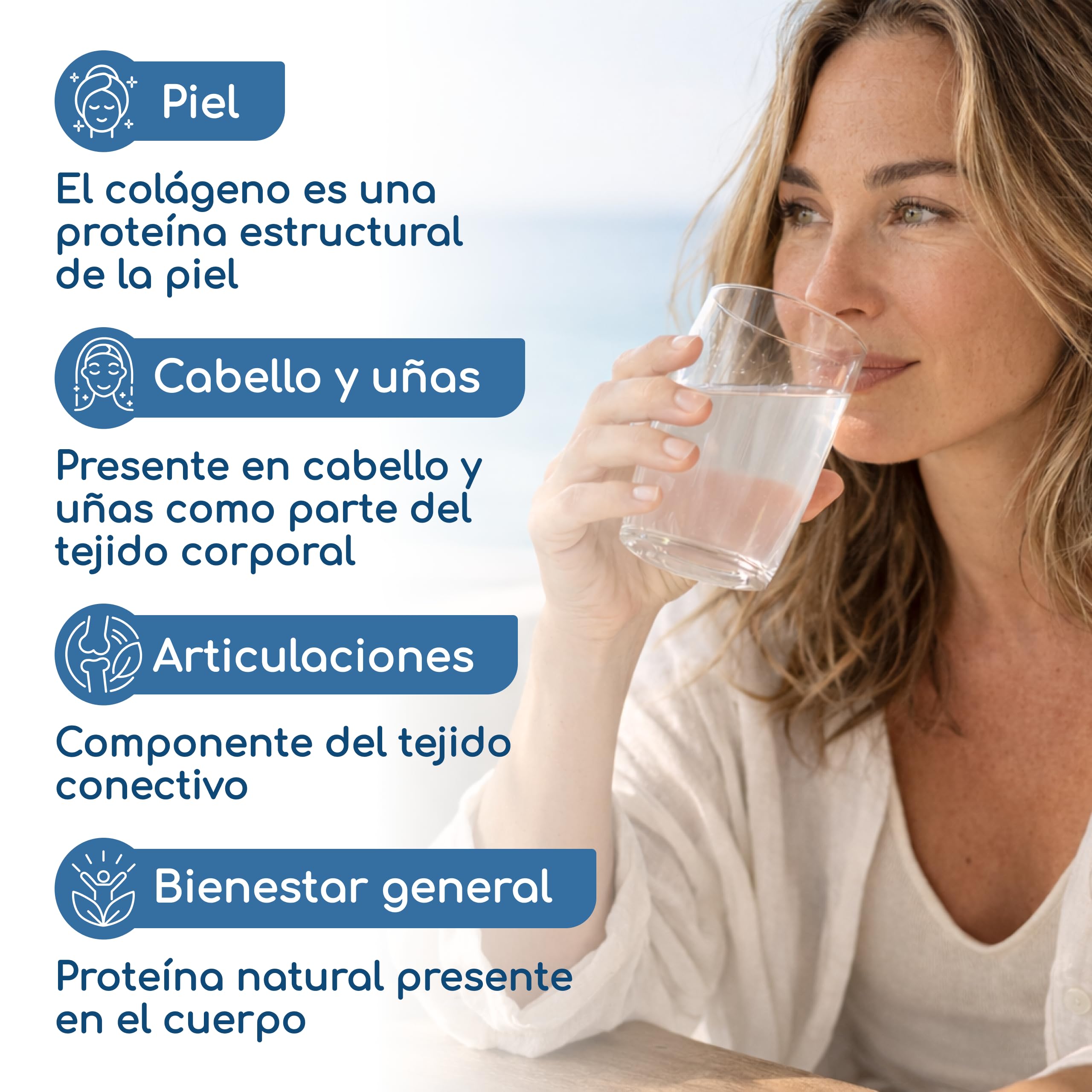 Colágeno Marino en Polvo - 100% Puro, 10.000 mg de Péptidos de Colágeno Hidrolizado Tipo I - Suplemento para la Piel, el Cabello y las Uñas - Sin Sabor, Sin Gluten, Sin Azúcares