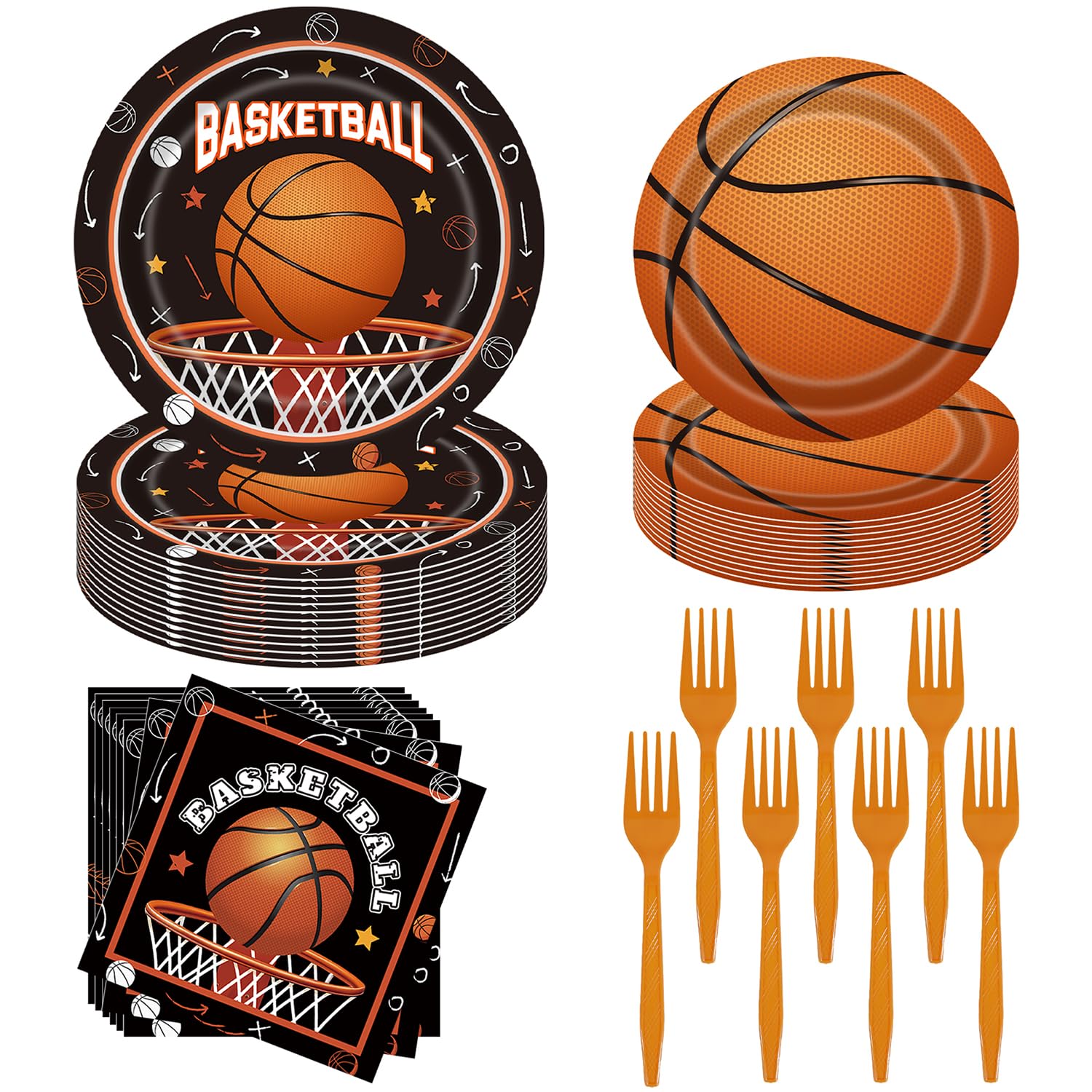 Basketball Birthday Party Decorations 96Pcs Basketball Sports Theme Birthday Party Supplies Basketball Plates and Napkins Basketball Party Favors for