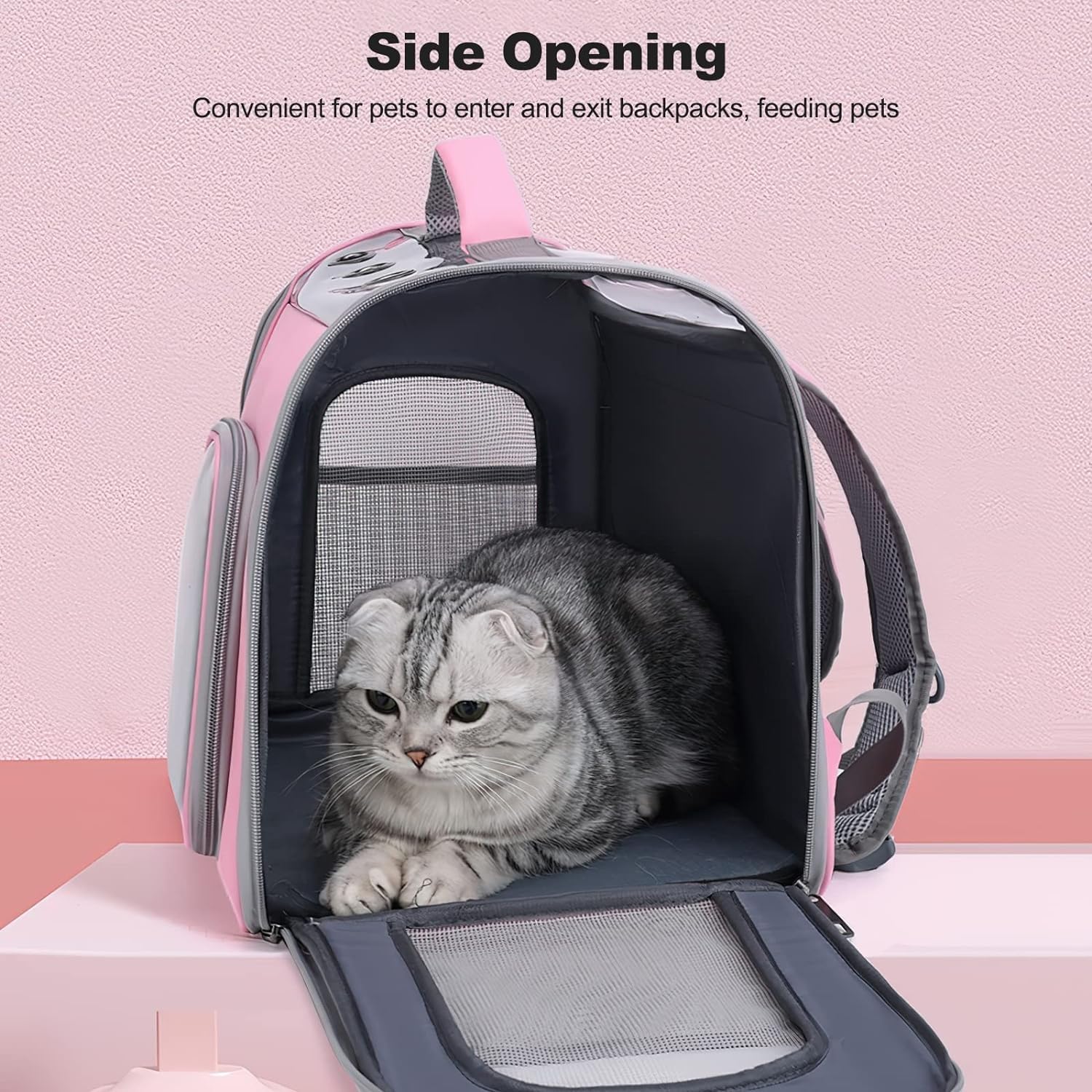 Zaino Estensibile Per Gatti E Cani Con Visiera E Deposito/Borsa Da Viaggio Con Vista Panoramica + Estensione Per Animali Domestici/Grande Borsa Da Trasporto Per Uccelli, Coniglio, Animali Da (Col