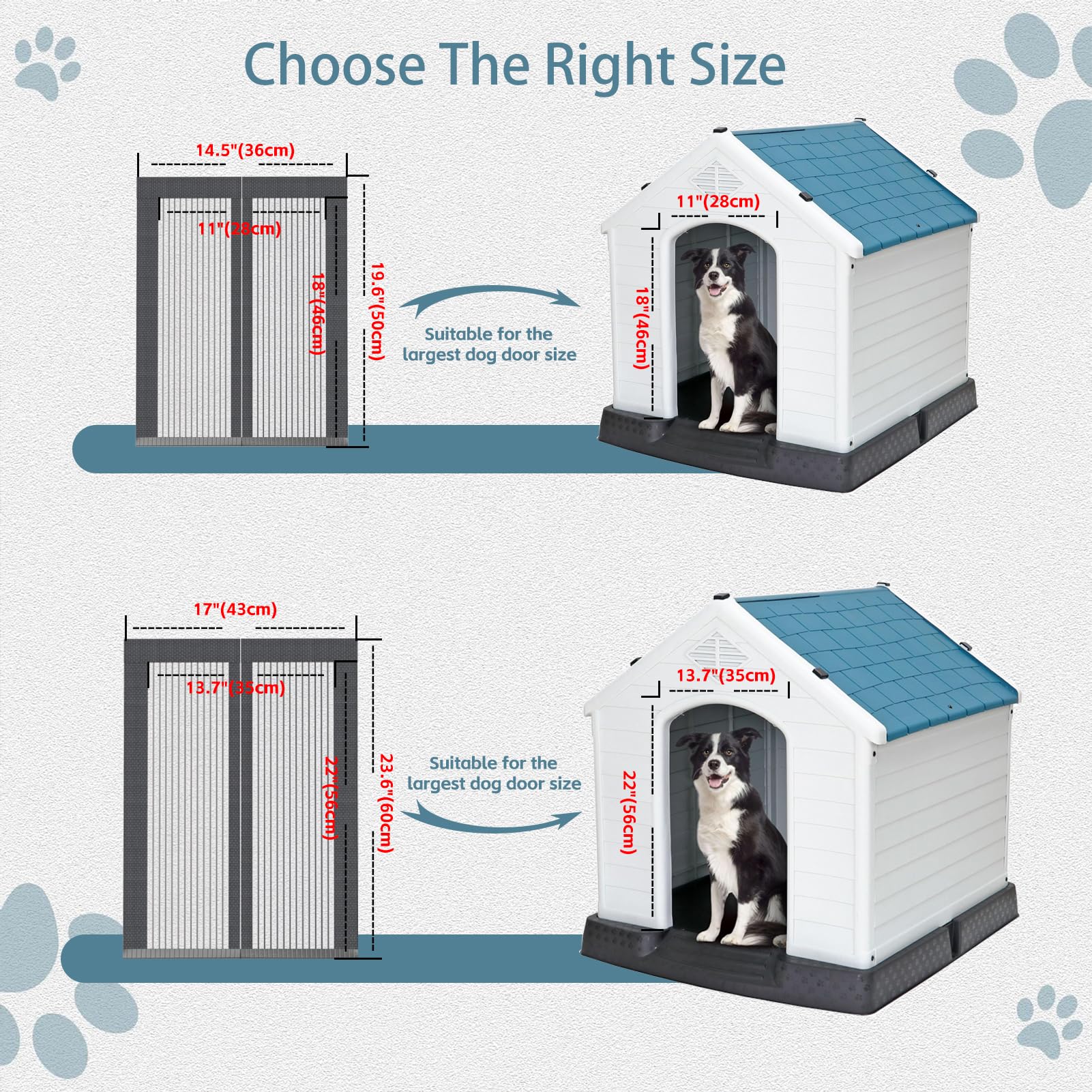 Copertura per cuccia per cani a prova di zanzare con schermo magnetico, tenda in rete resistente, ventilata e lavabile, zanzariera per cucce per cani (60 x 43 cm)