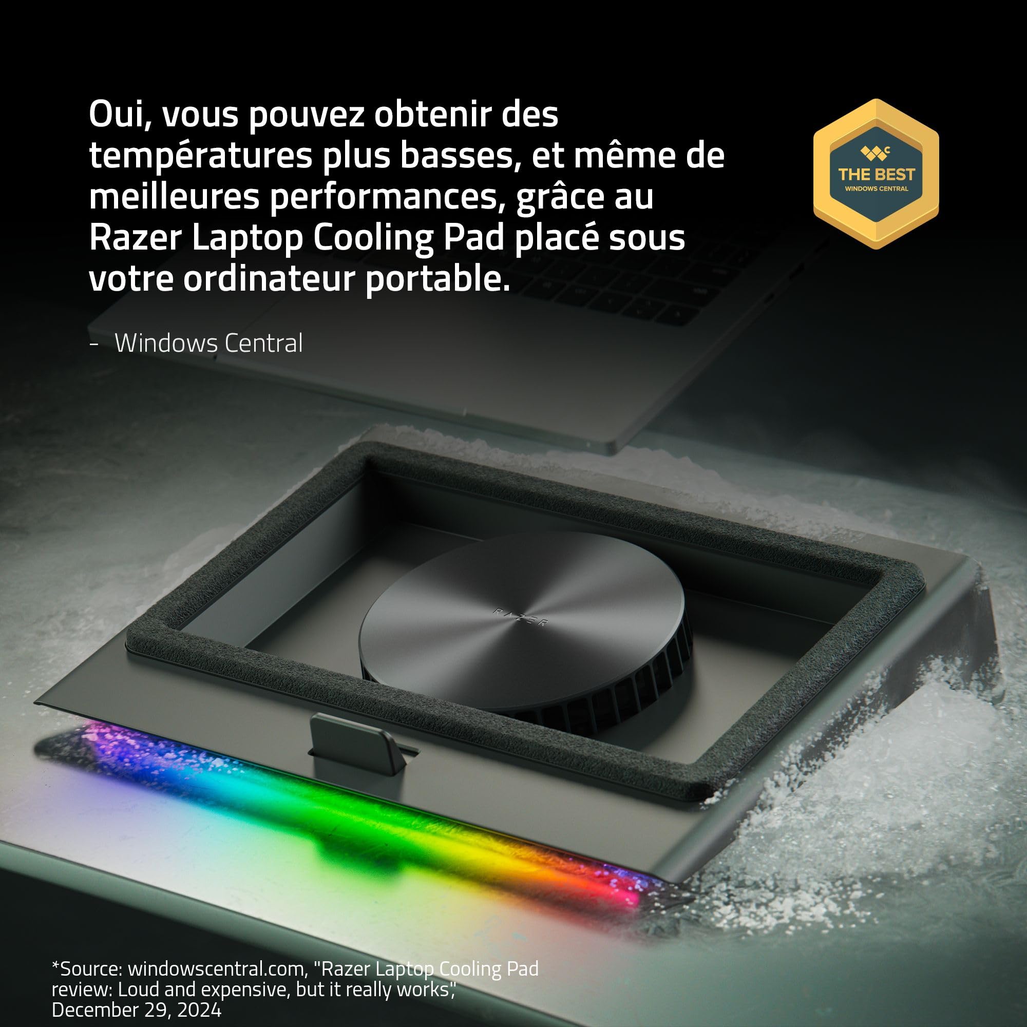 Razer Support de Refroidissement Intelligent pour Ordinateurs Portables 14-18 Pouces Chambre de Pression étanche à l'air Noir