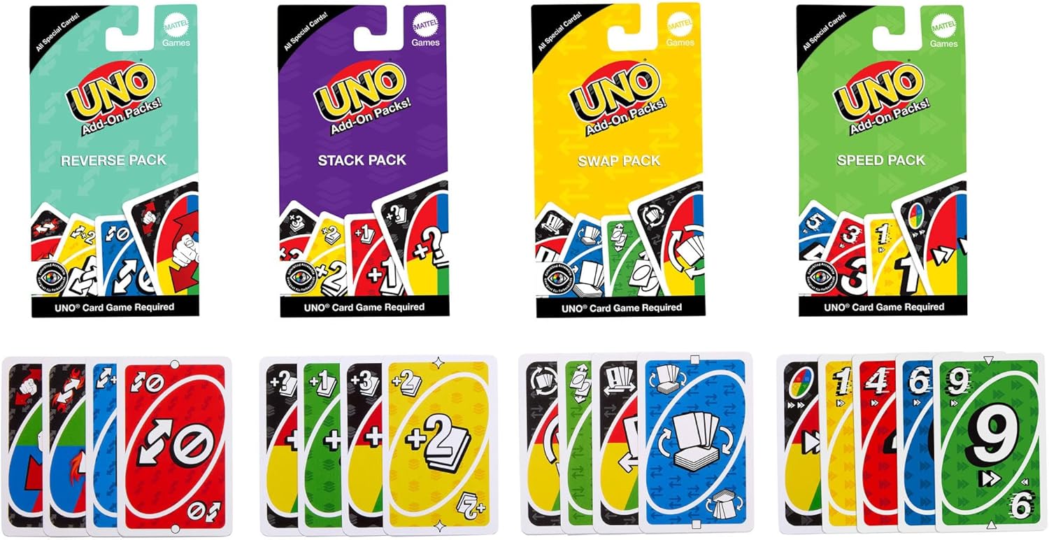 UNO Card Game Complementary Packs for Kids 7 and Up