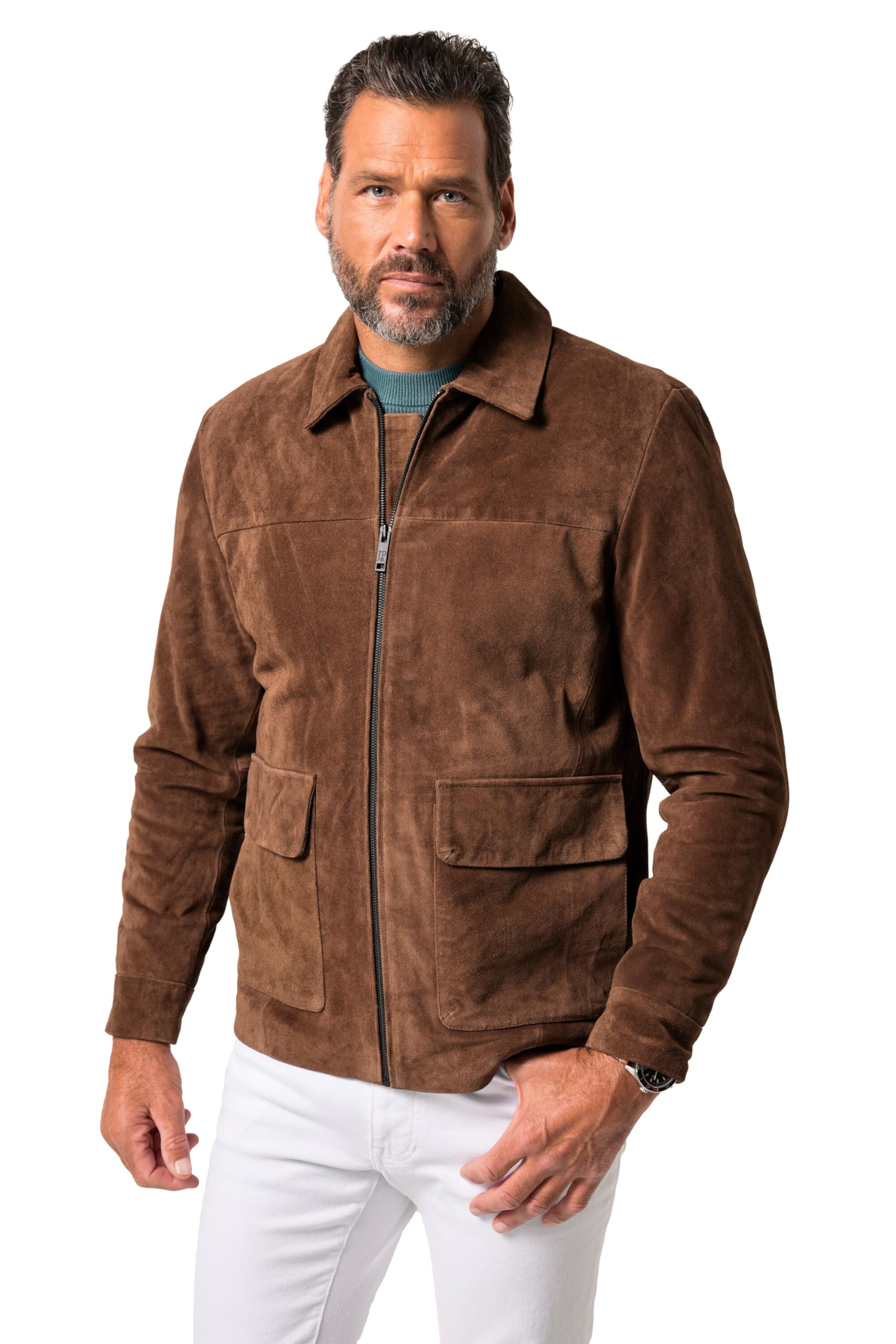 JP 1880 Herren große Größen Übergrößen Menswear L-8XL Lederjacke, kerniges Rindvelourleder 841924