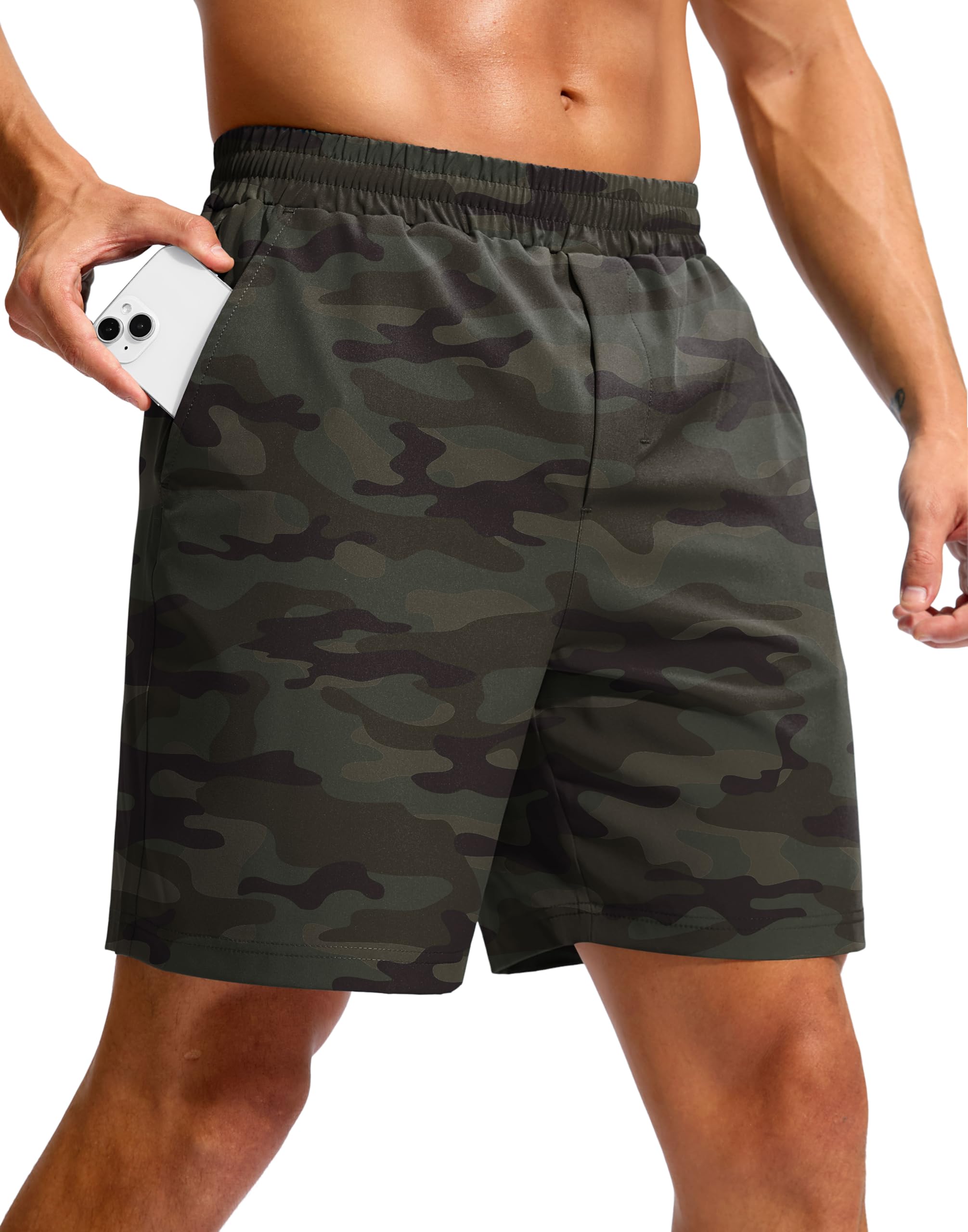 Soothfeel Mens Athletic Workout Shorts with Zipper Pocket 5 7 Running Gym Shorts for Men Lightweight Quick Dry
