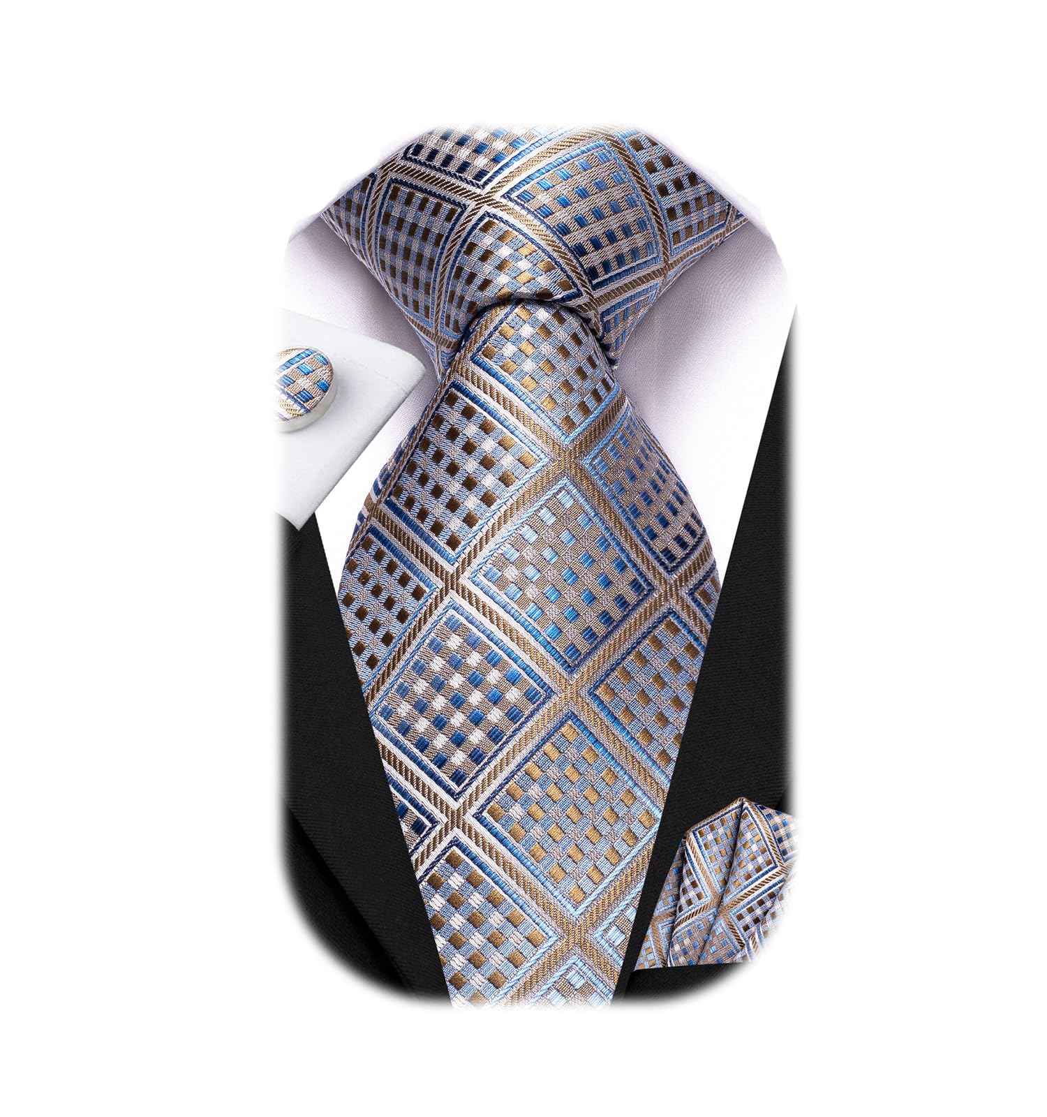 Mens Tie Sets Woven Paisley Stripes Neckties Pocket Square Cufflinks Business Wedding