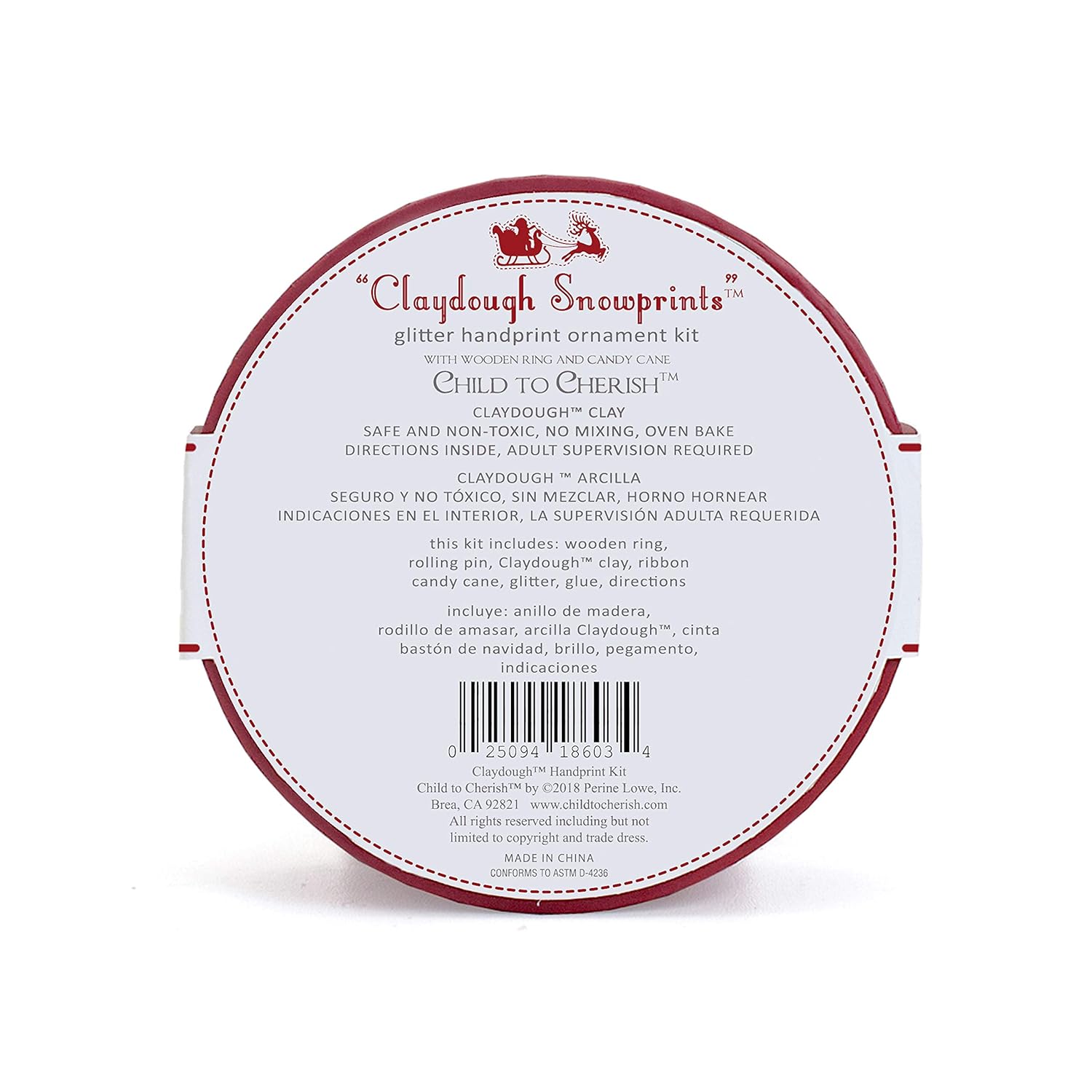 Child to Cherish Claydough, Glitter Baby Handprint First Christmas Ornament Kit with Wooden Ring