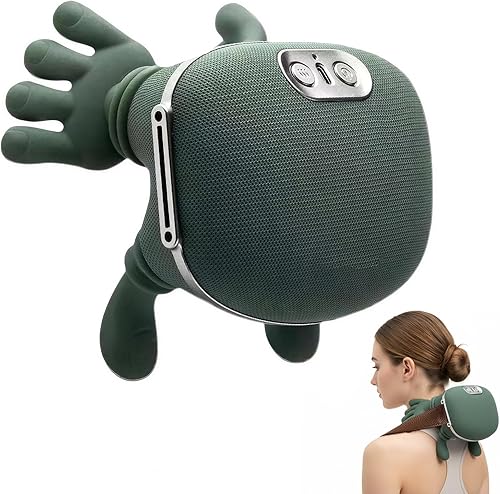 Masajeador de cuello Shiatsu con calor, masajeador de cuello y hombros para aliviar el dolor de tejido profundo, diseño de mano humana simulada,