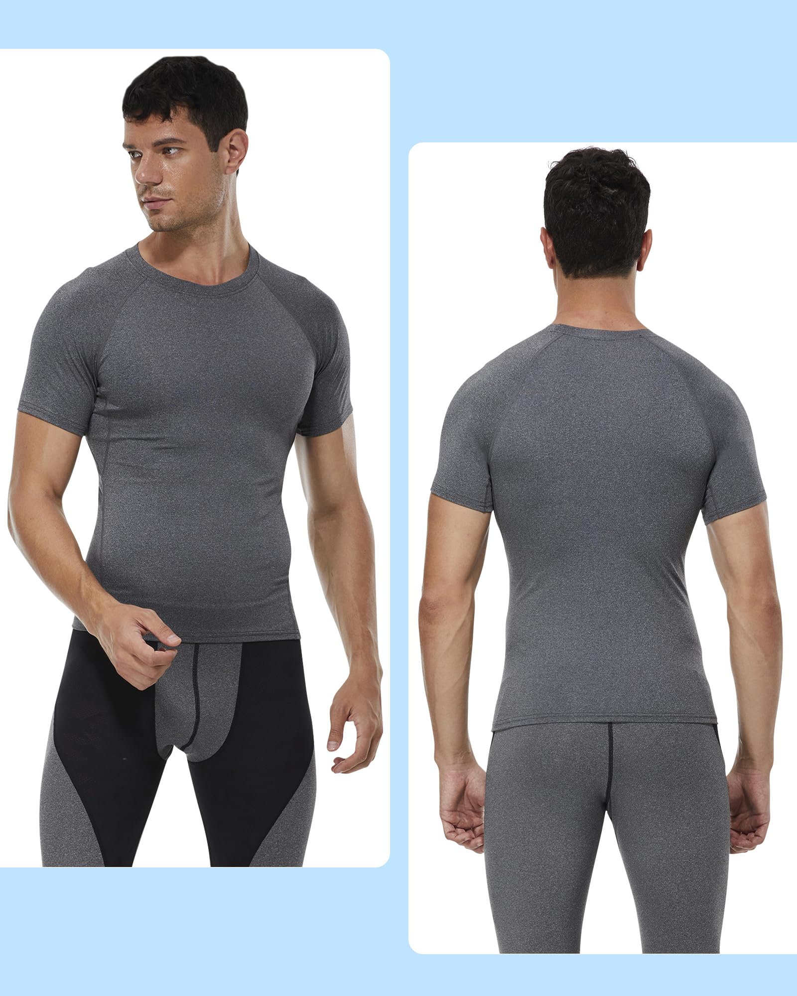 SPVISE Maglia a compressione da uomo a maniche lunghe, fresca e asciutta, maglietta da allenamento atletico da corsa, maglia sportiva con strato base