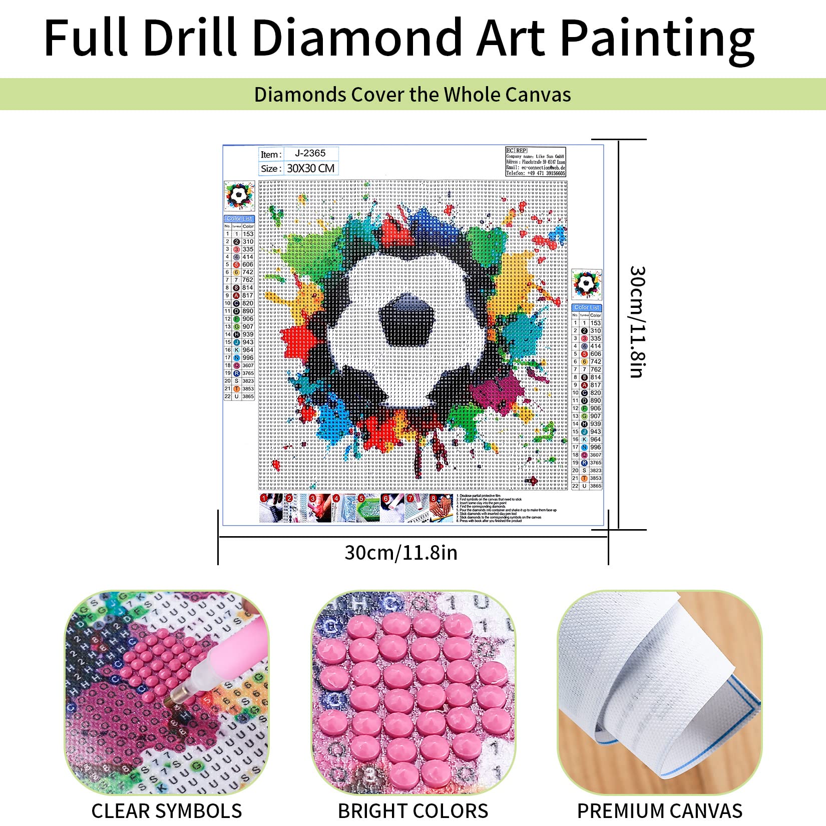 MOMAKA Kit Peinture Diamant 5D Football – Broderie Diamant 30x40 Cm, Loisir Créatif Enfant Adulte