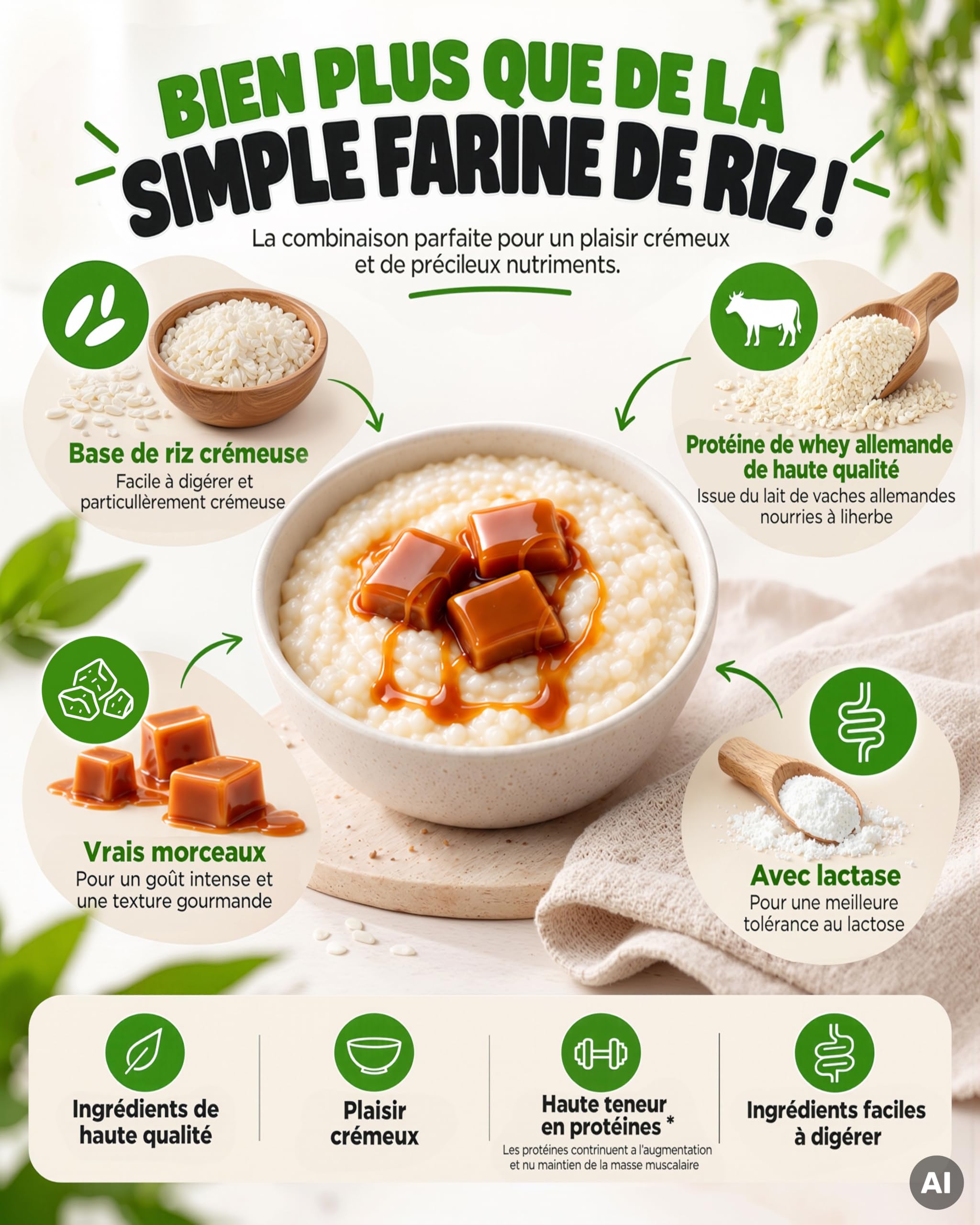 vit4ever High Protein Rice Meal Caramel Toffee 1 kg – Riz au Lait Protéiné