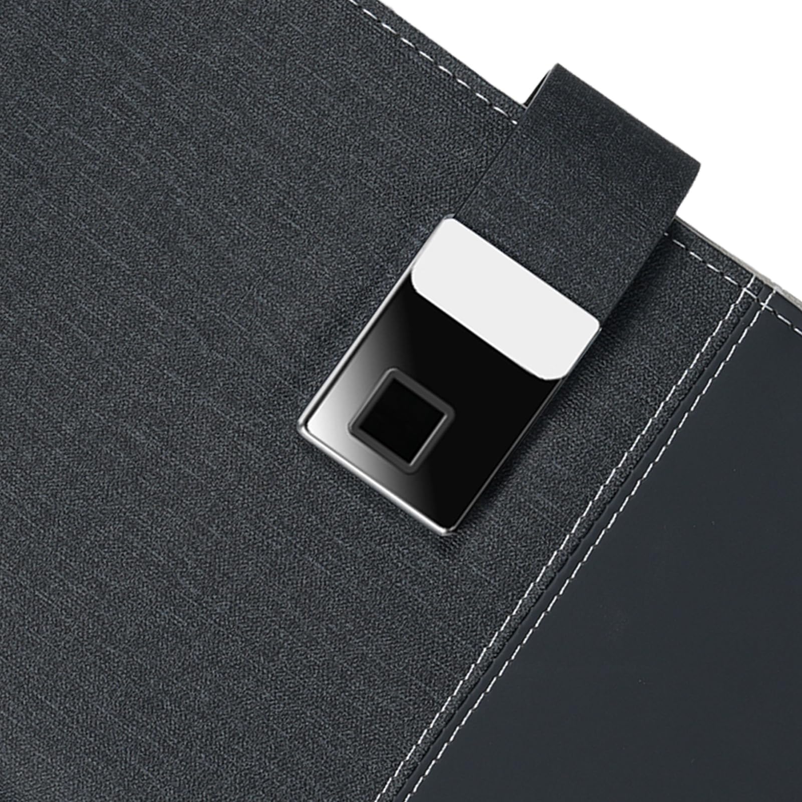 ZJchao Cuaderno de Cuero A5 con Bloqueo de Huellas Dactilares, Unidad USB, Diario Rayado, Planificador, Carpeta de 6 Anillos de 100 Páginas, para Estudiantes Profesionales, Color Negro